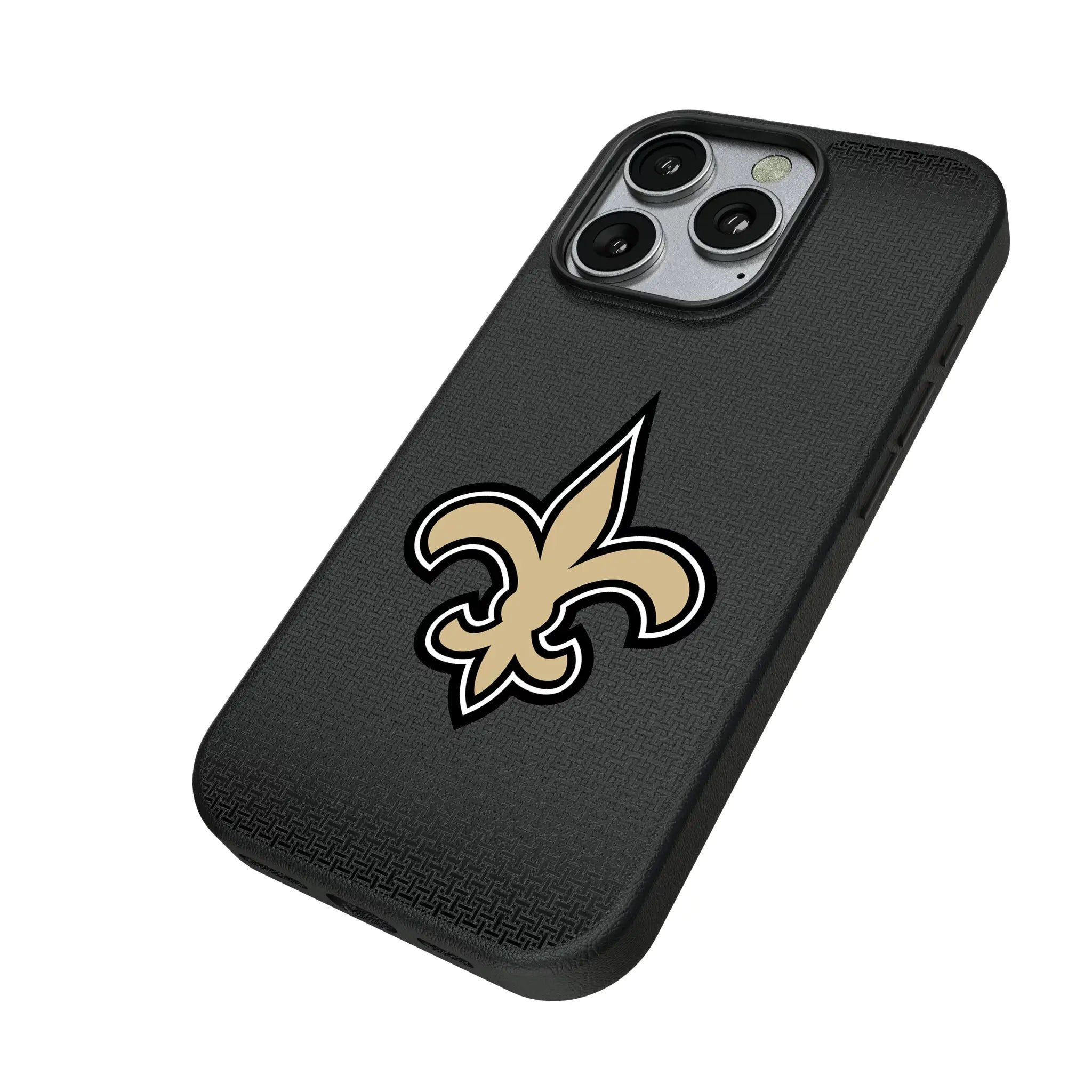 New Orleans Saints Linen iPhone MagSafe Compatible Phone Case for Apple iPhone - Isometric View