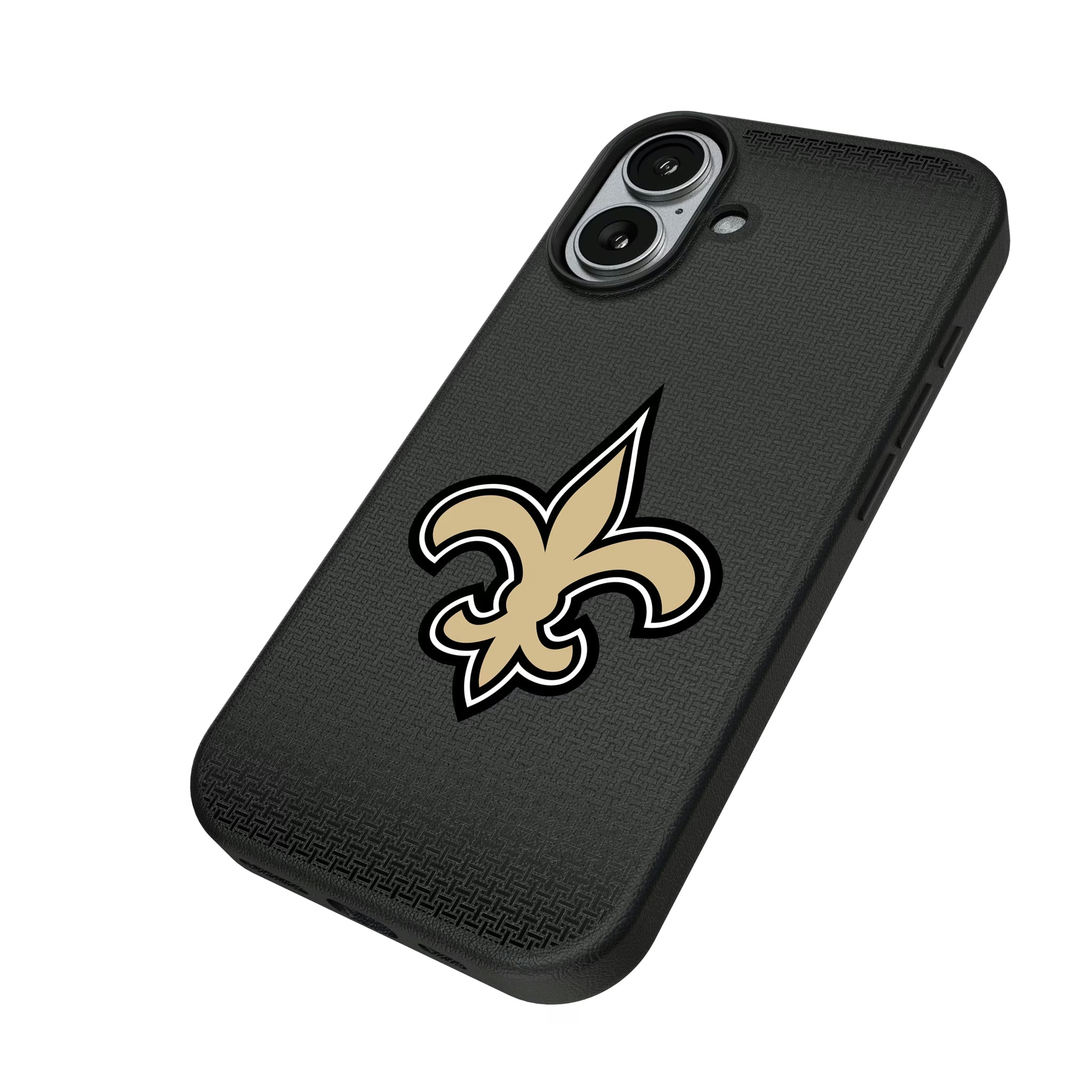 New Orleans Saints Linen iPhone MagSafe Compatible Phone Case for Apple iPhone - Isometric View#Device_iPhone 17