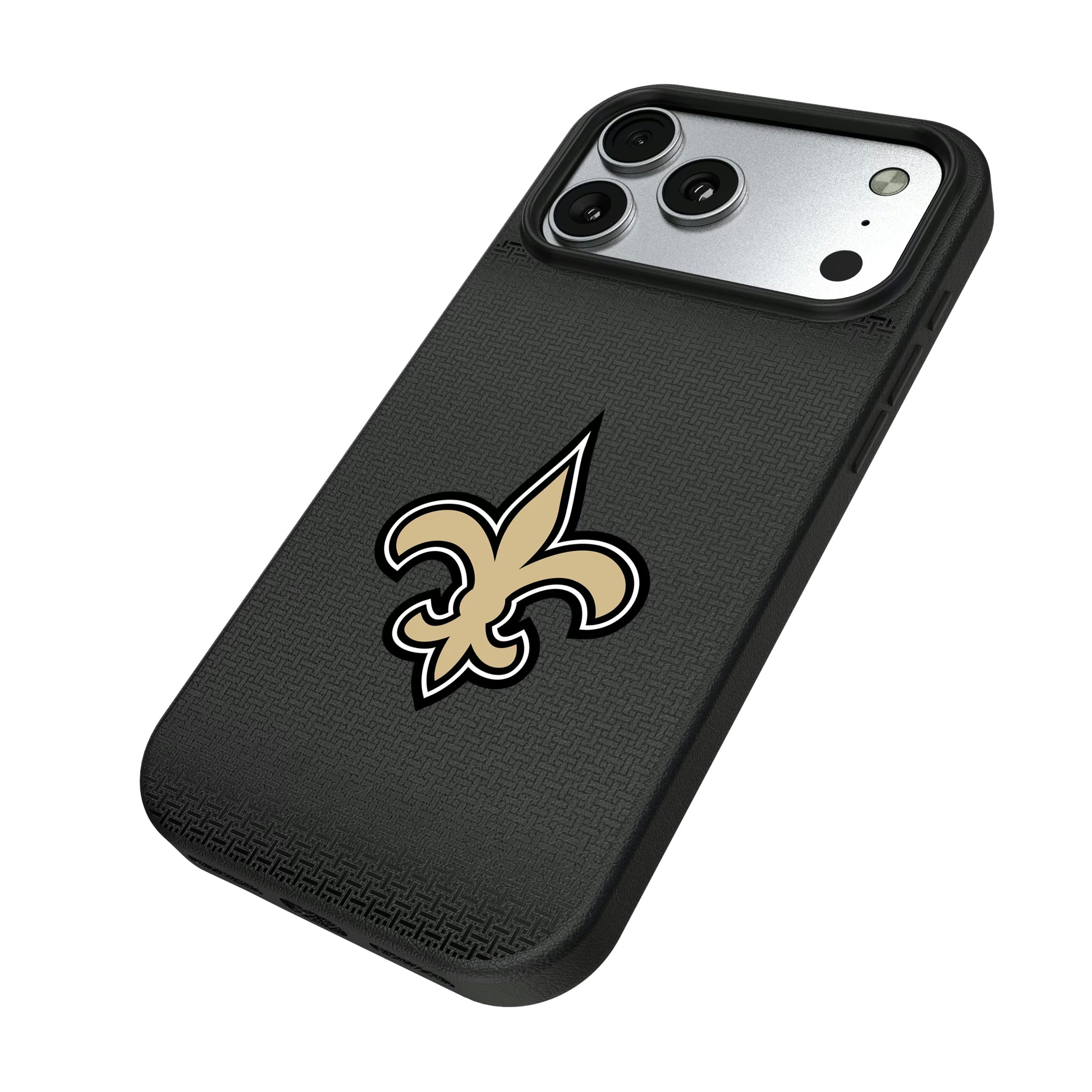 New Orleans Saints Linen iPhone MagSafe Compatible Phone Case for Apple iPhone - Isometric View#Device_iPhone 17 Pro Max