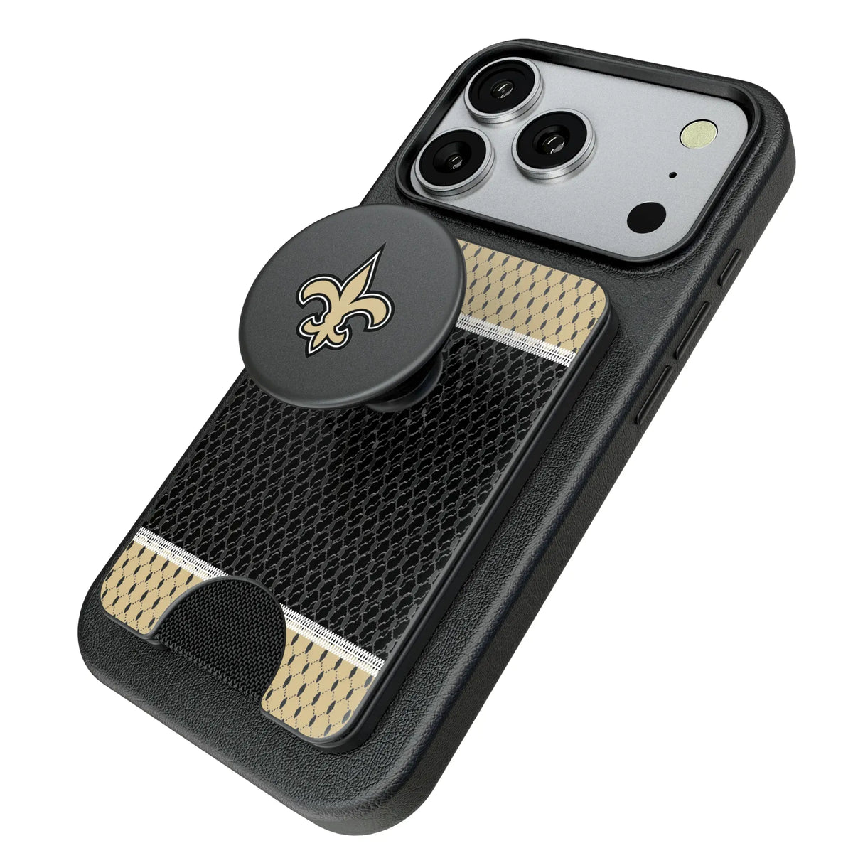 New Orleans Saints Mesh Popsockets Wallet Magnetic - Isometric View