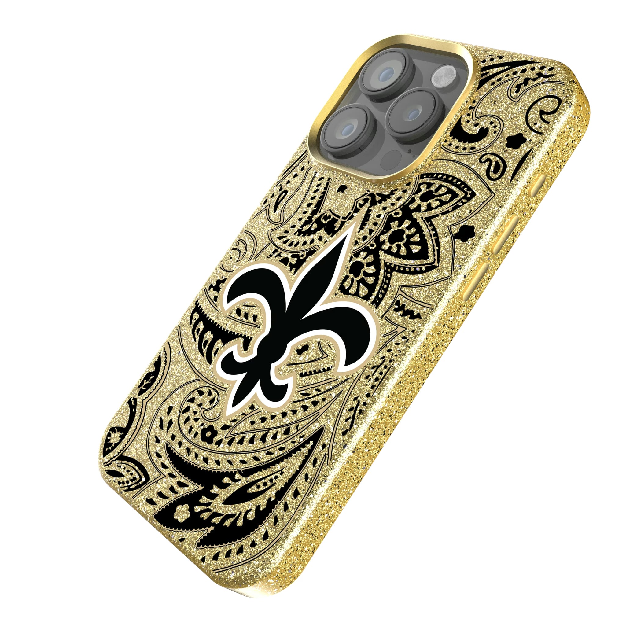 New Orleans Saints Paisley iPhone Bling Phone Case for Apple iPhone - Isometric View