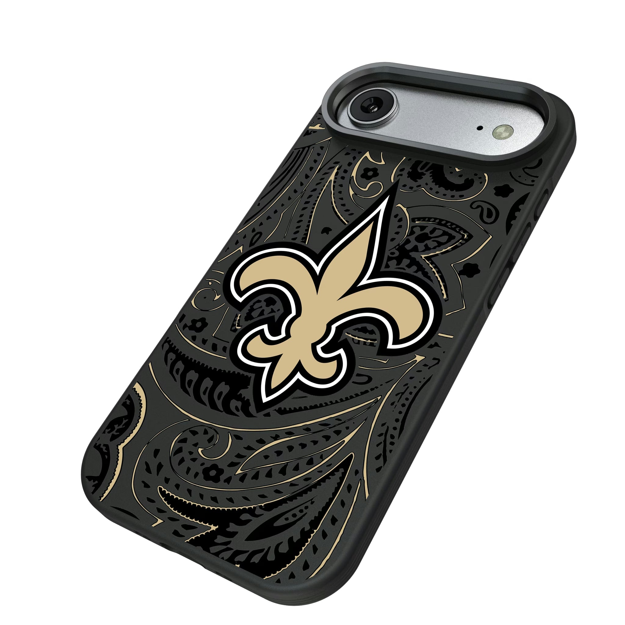 New Orleans Saints Paisley iPhone Bump Phone Case for Apple iPhone - Isometric View#Device_iPhone Air
