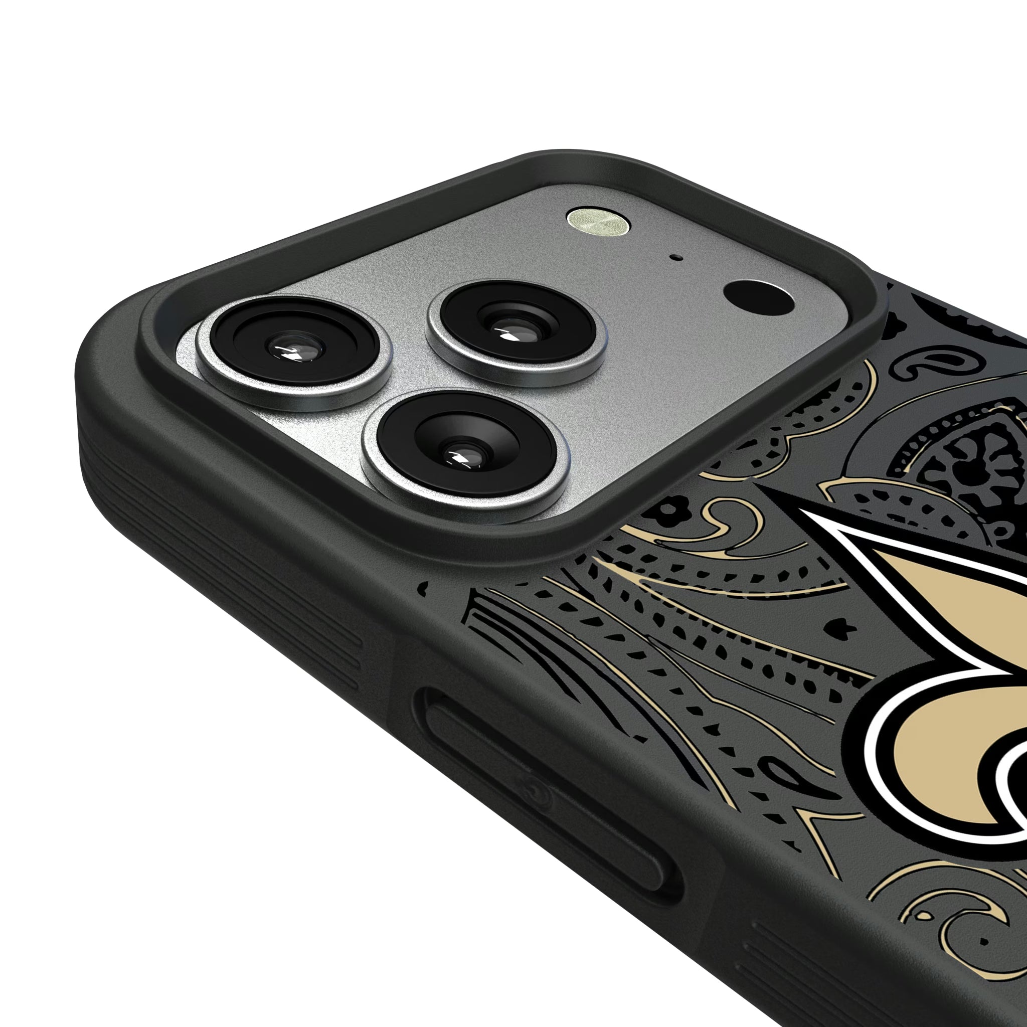 New Orleans Saints Paisley iPhone Bump Phone Case for Apple iPhone - Detail#Device_iPhone 17 Pro