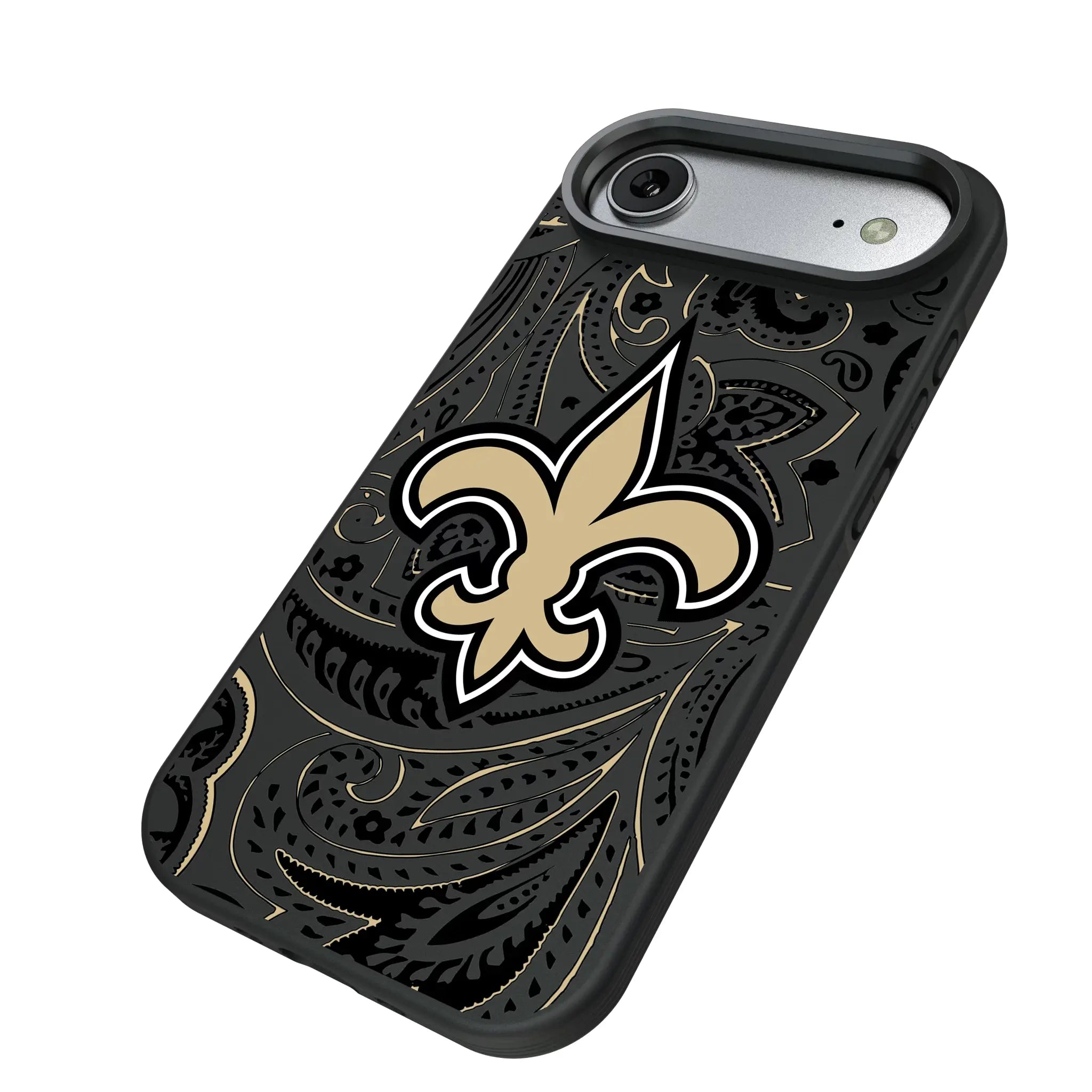 New Orleans Saints Paisley iPhone Bump Phone Case for Apple iPhone - Isometric View#Device_iPhone Air