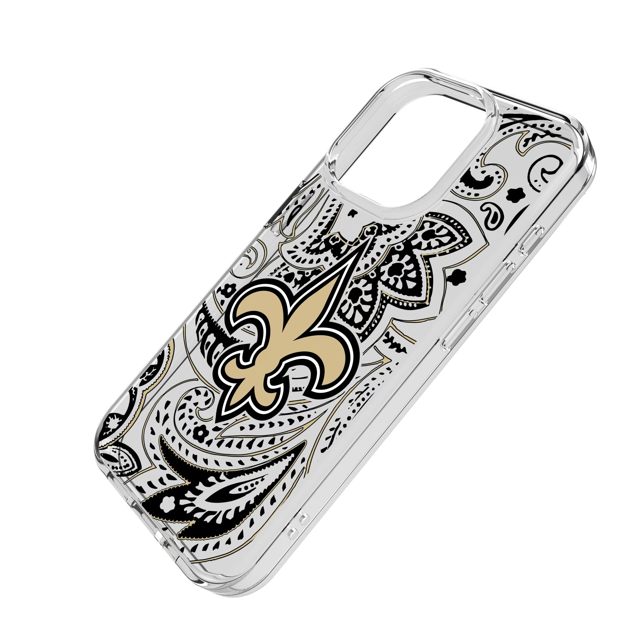 New Orleans Saints Paisley iPhone Clear Phone Case for Apple iPhone - Isometric View
