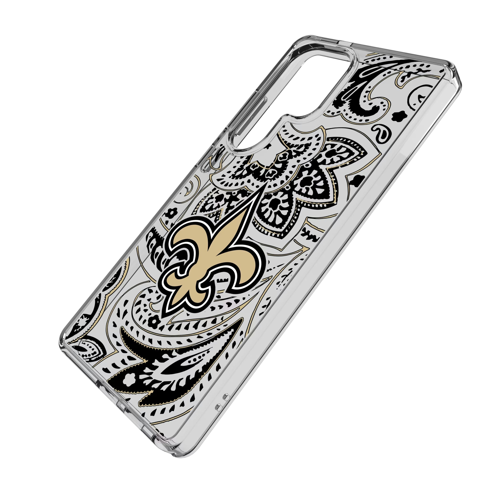 New Orleans Saints Paisley Galaxy Clear Phone Case for Samsung Galaxy - Isometric View