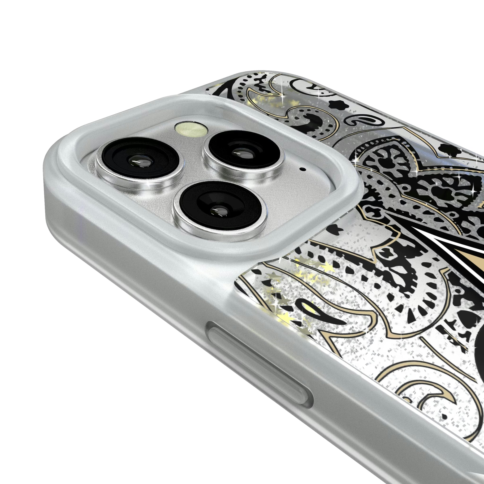 New Orleans Saints Paisley iPhone Glitter Phone Case for Apple iPhone - Detail#Device_iPhone 16 Pro