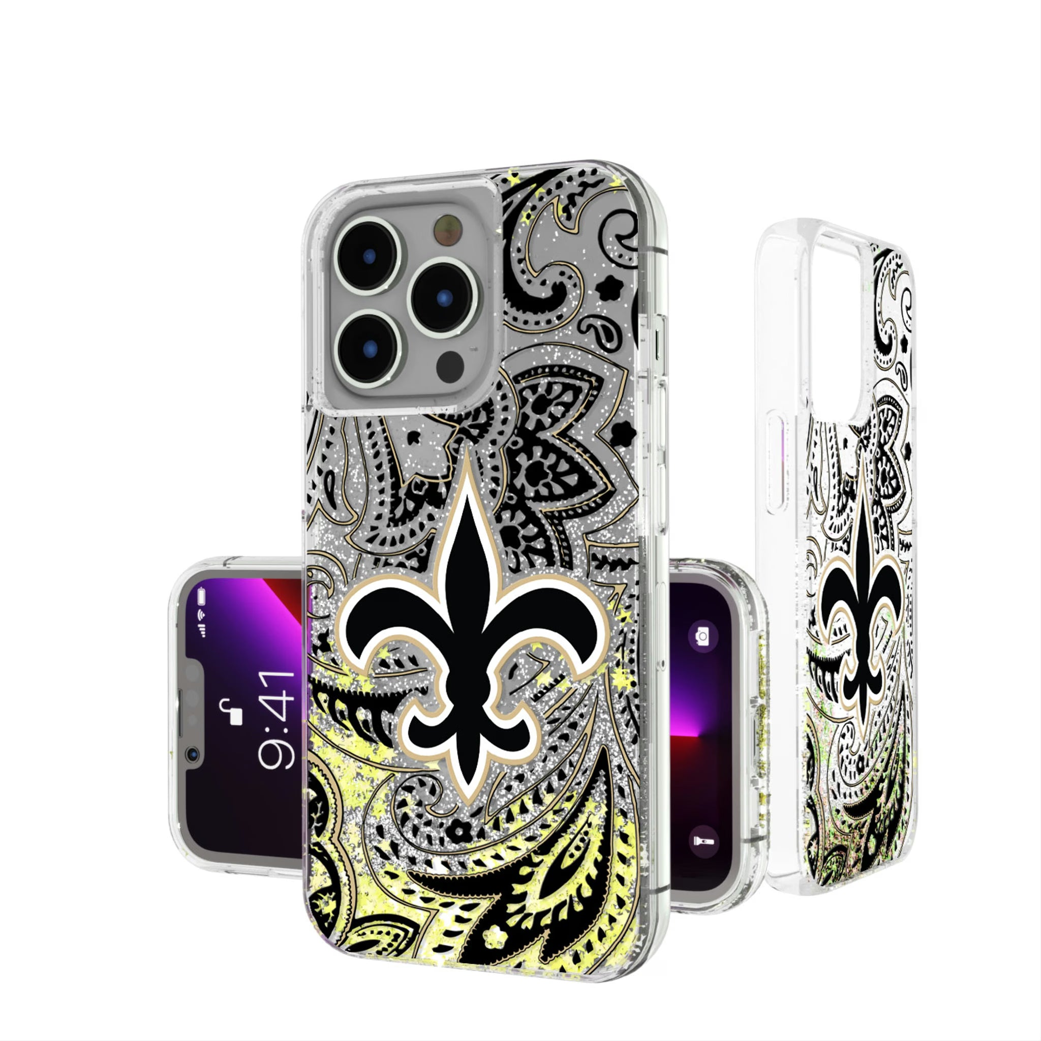 New Orleans Saints Paisley iPhone Glitter Phone Case for Apple iPhone