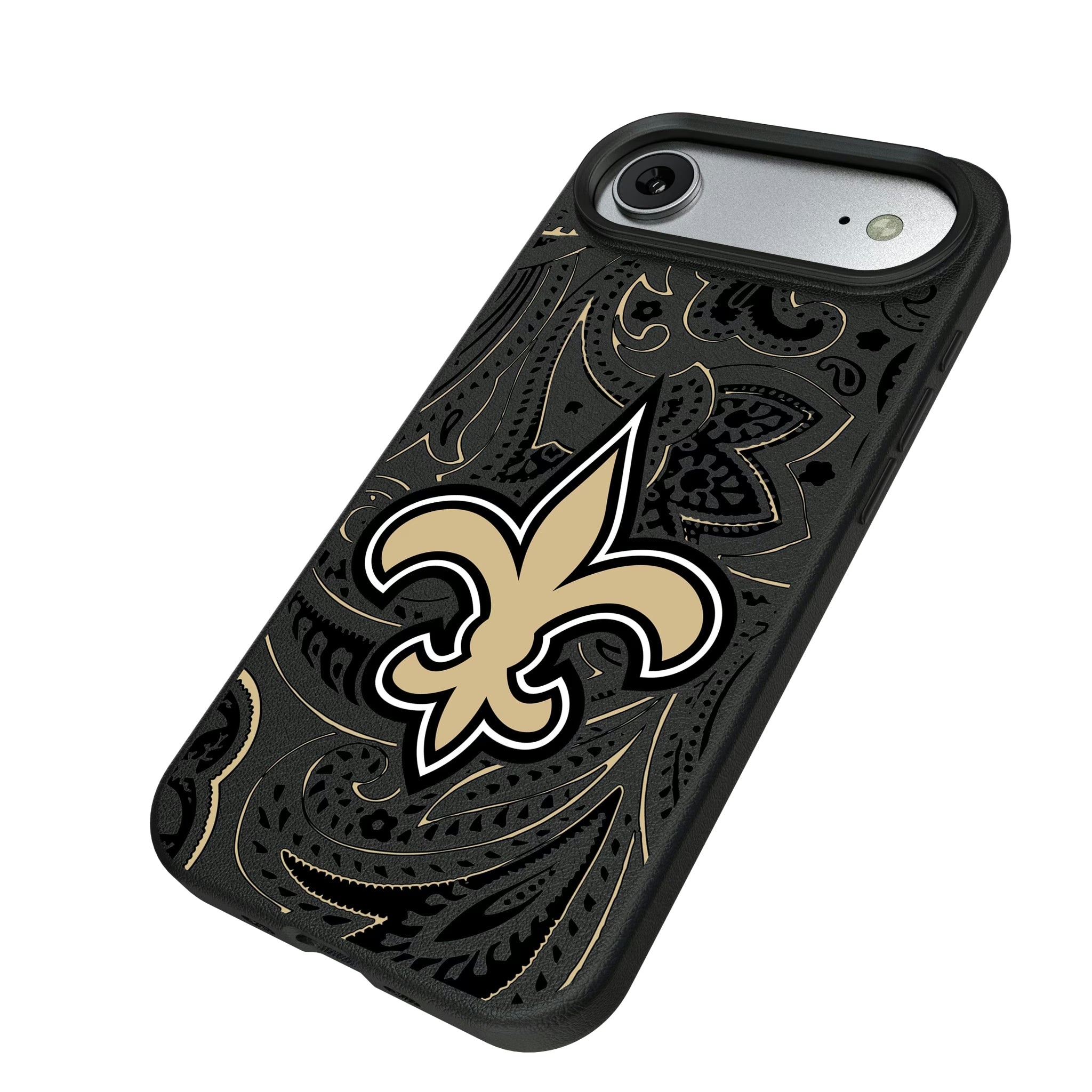 New Orleans Saints Paisley iPhone MagSafe Compatible Phone Case for Apple iPhone - Isometric View#Device_iPhone Air