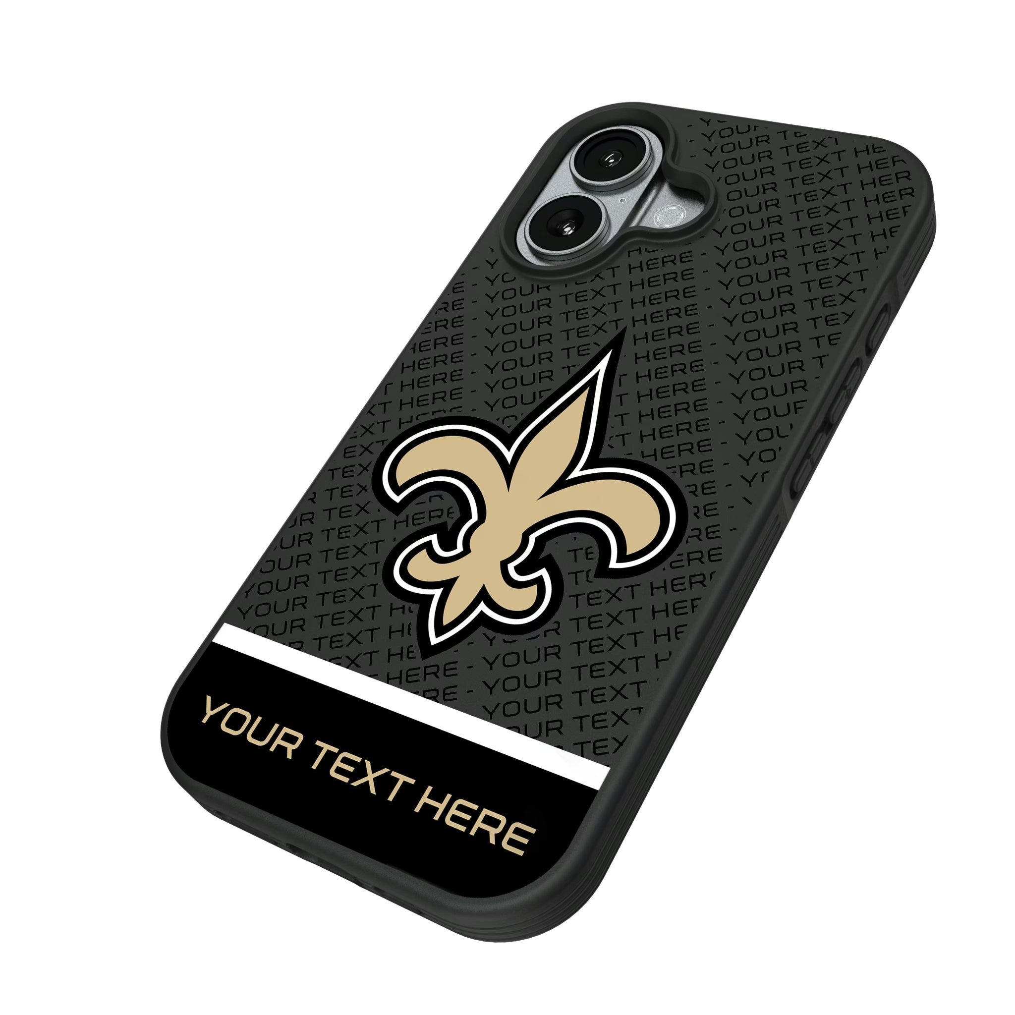 New Orleans Saints Personalized EndZone Plus iPhone Bump Phone Case for Apple iPhone - Isometric View#Device_iPhone 17