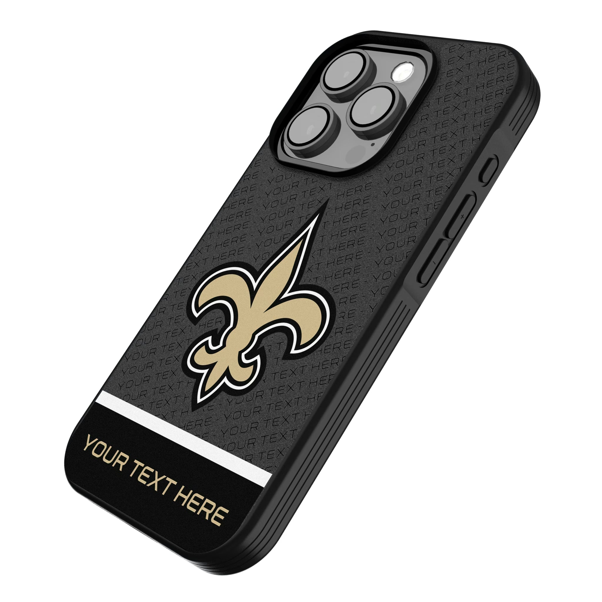 New Orleans Saints Personalized EndZone Plus iPhone Bump Phone Case for Apple iPhone - Isometric View