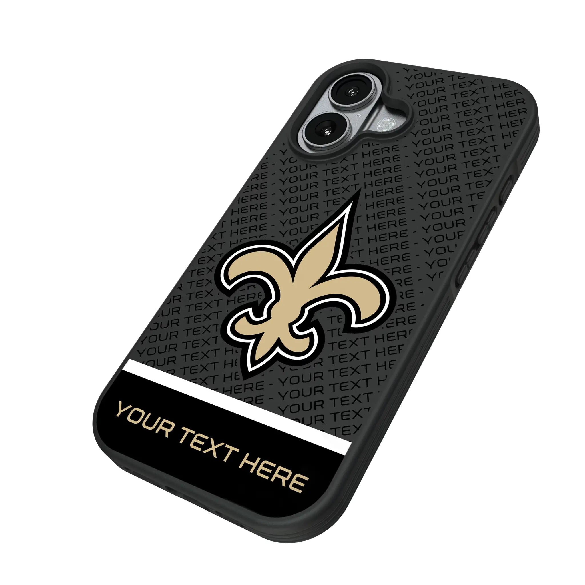 New Orleans Saints Personalized EndZone Plus iPhone Bump Phone Case for Apple iPhone - Isometric View#Device_iPhone 17