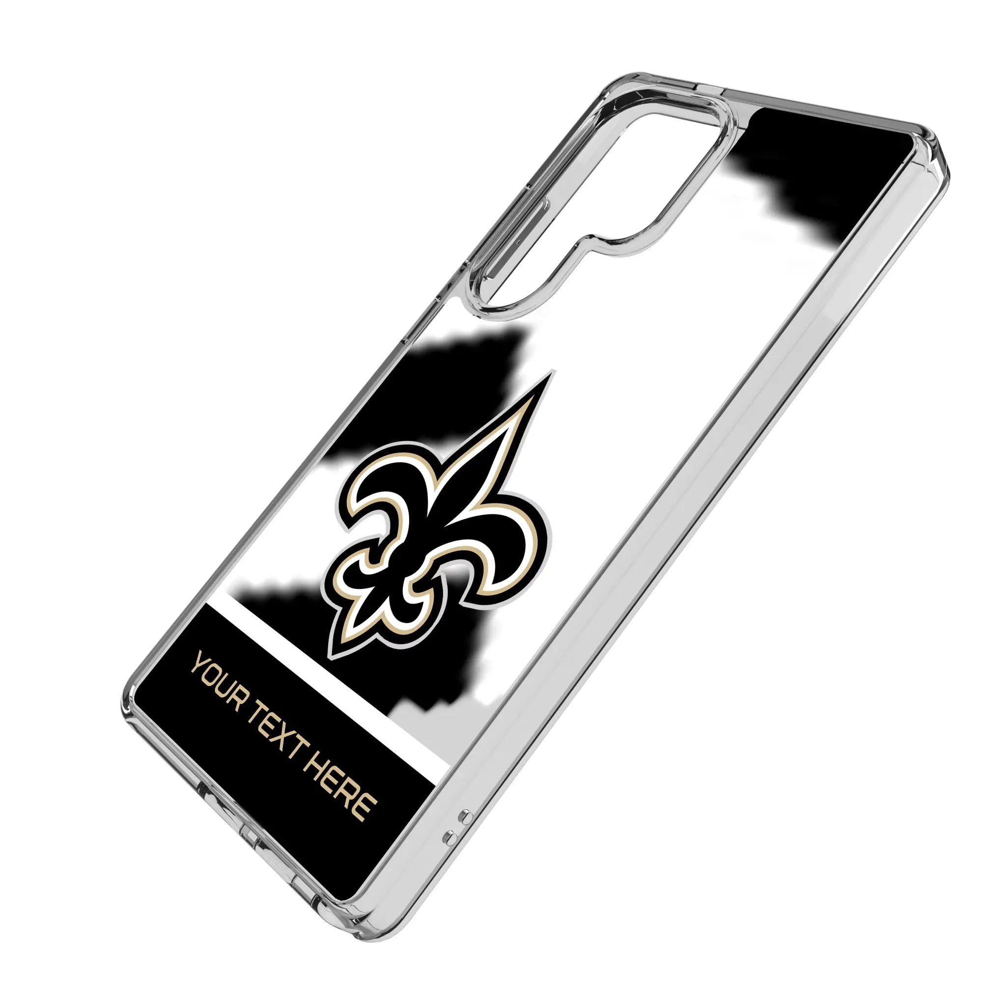 New Orleans Saints Personalized EndZone Plus Galaxy Clear Phone Case for Samsung Galaxy - Isometric View#Device_Galaxy S25 Ultra