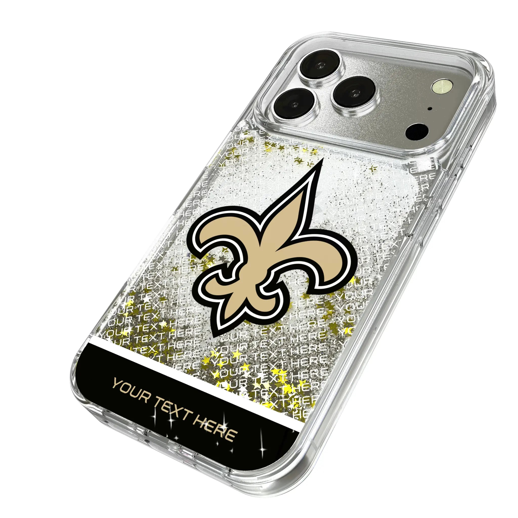 New Orleans Saints Personalized EndZone Plus iPhone Glitter Phone Case for Apple iPhone - Isometric View