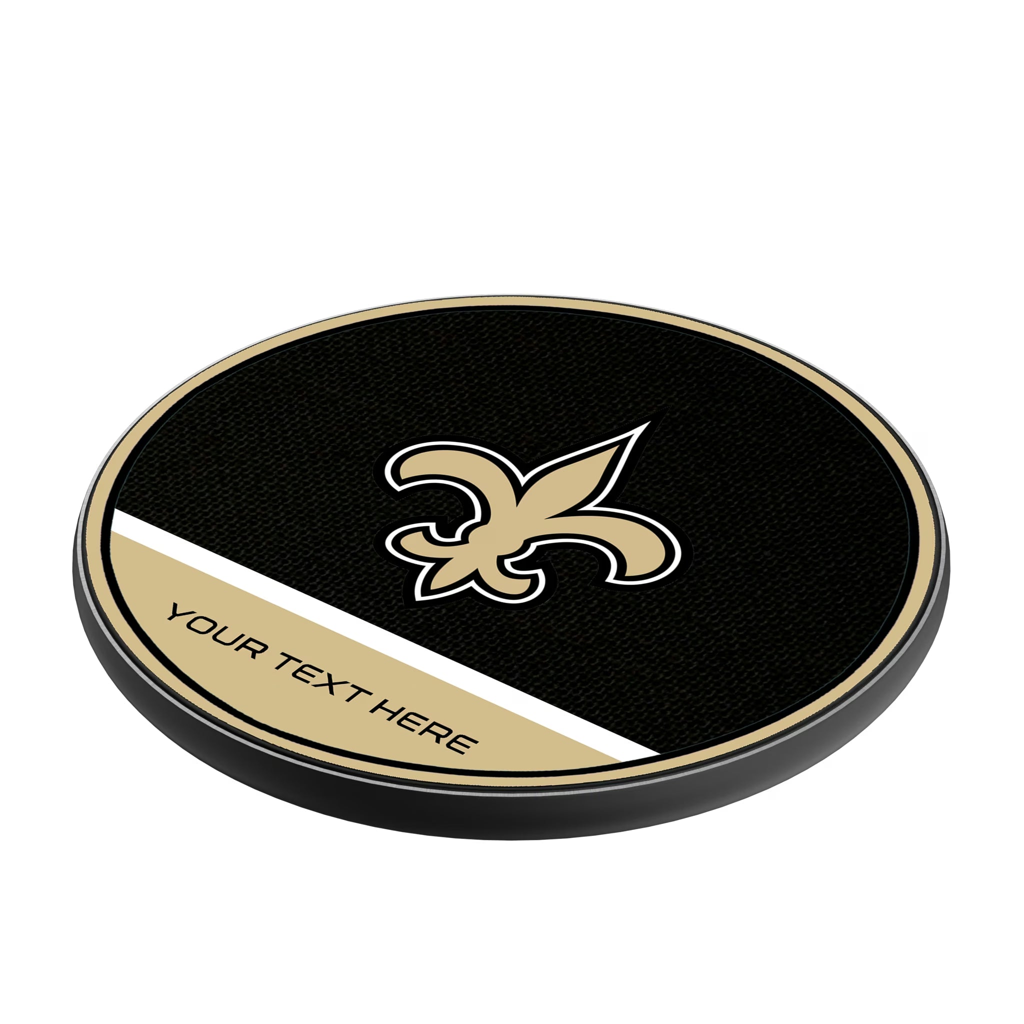 New Orleans Saints Personalized Endzone Solid 15-Watt Wireless Charger - Isometric View