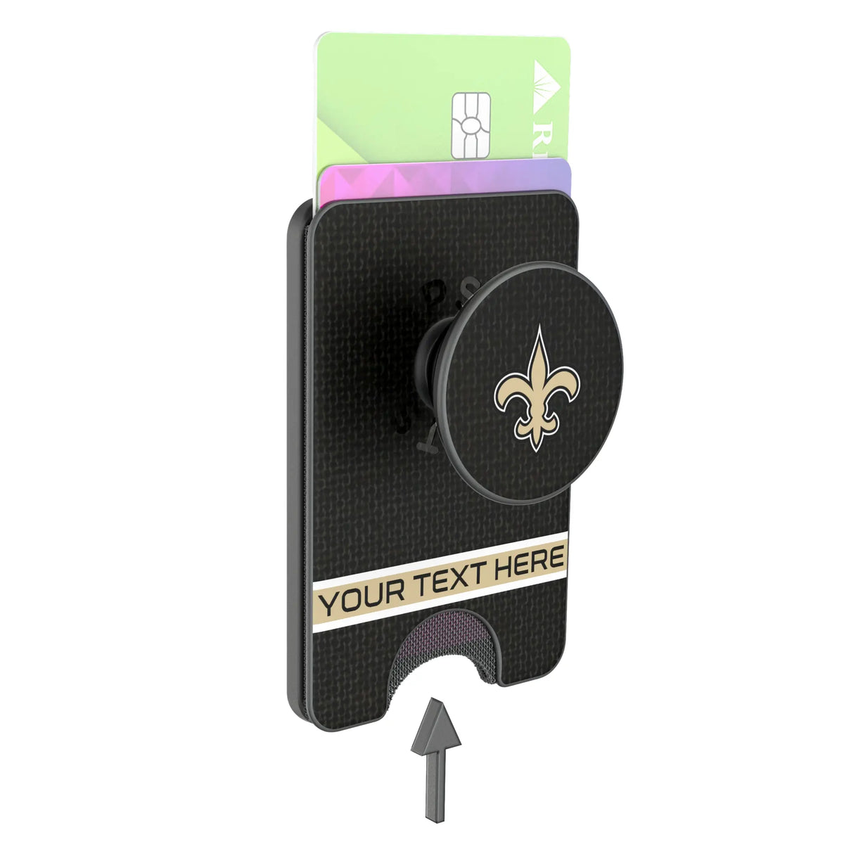 New Orleans Saints Personalized Endzone Solid Popsockets Wallet Magnetic - Detail