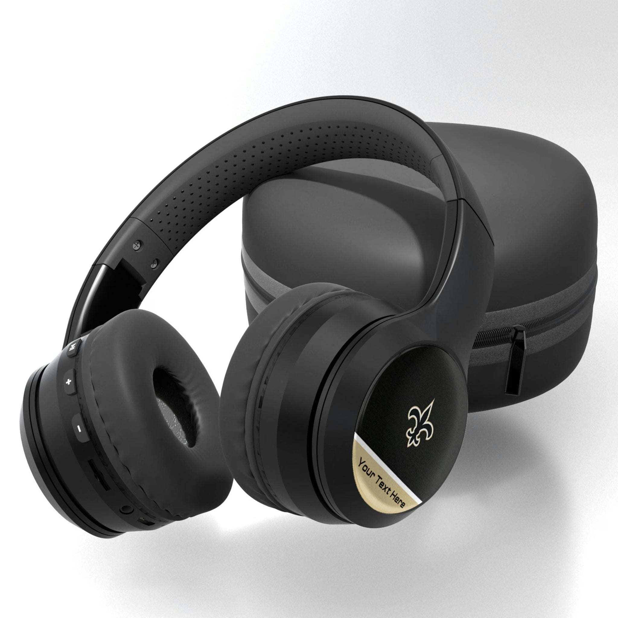 New Orleans Saints Personalized Endzone Solid Wireless Over-Ear BT Headphones With Case