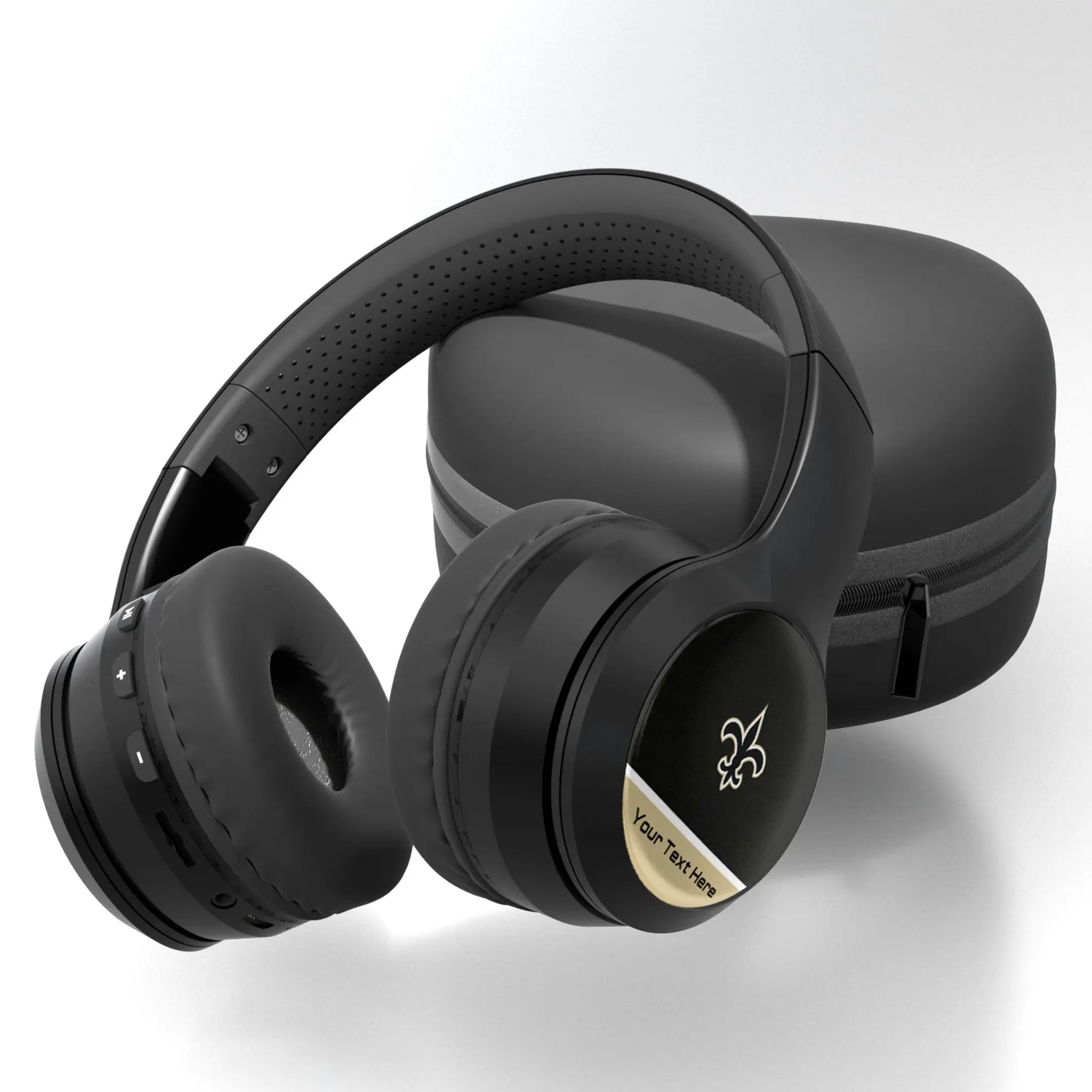 New Orleans Saints Personalized Endzone Solid Wireless Over-Ear BT Headphones With Case