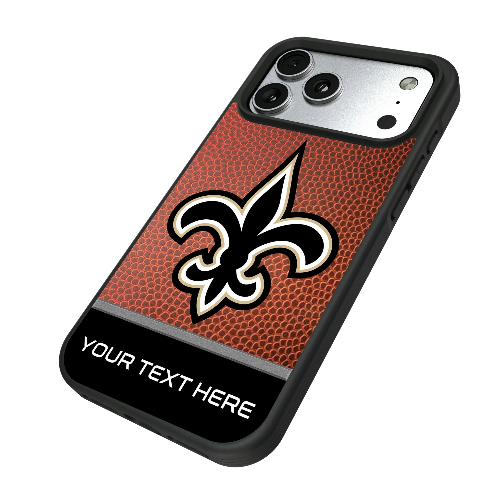 New Orleans Saints Personalized Football iPhone Bump Phone Case for Apple iPhone - Isometric View#Device_iPhone 17 Pro Max