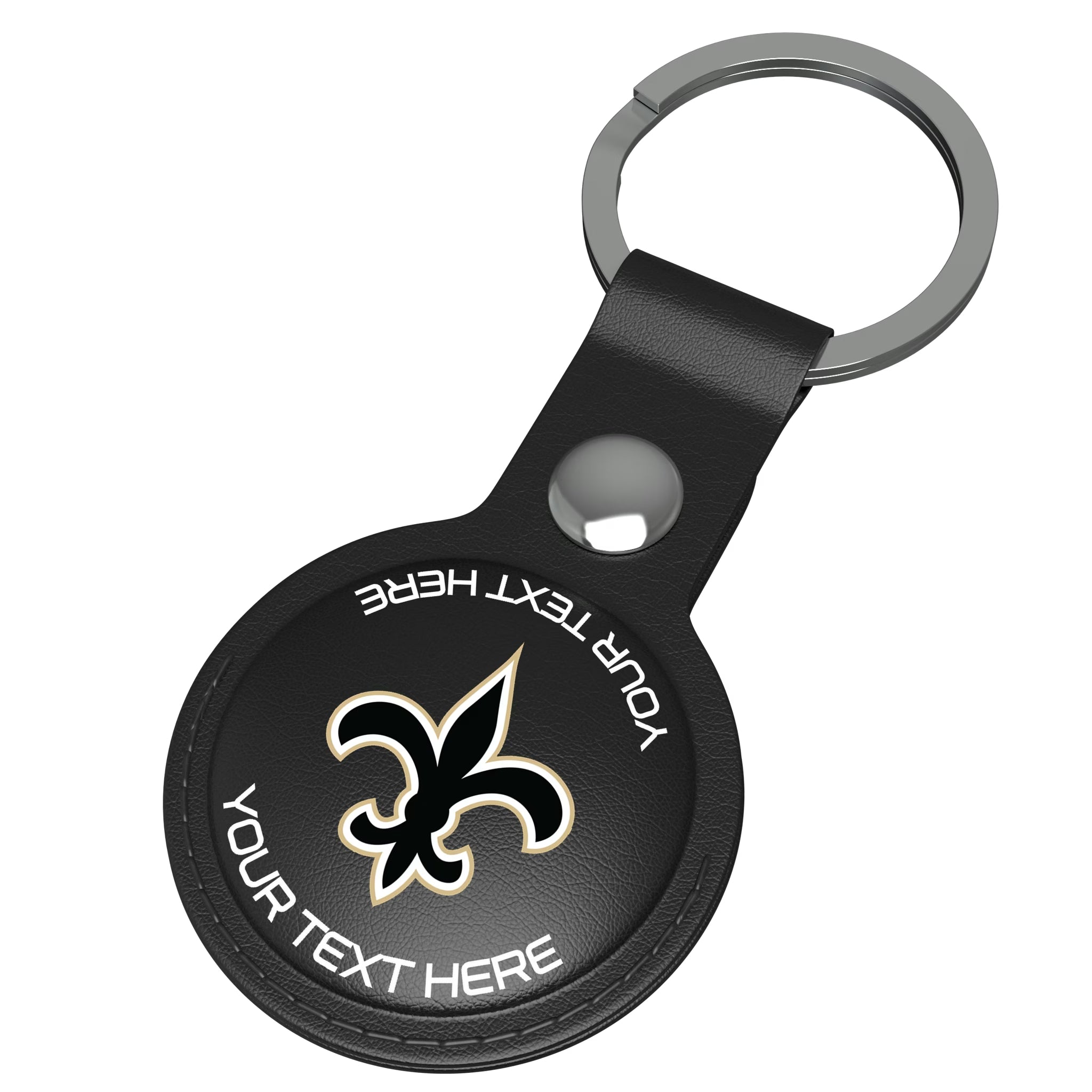 New Orleans Saints Personalized Insignia AirTag Black Airtag Holder - Isometric View