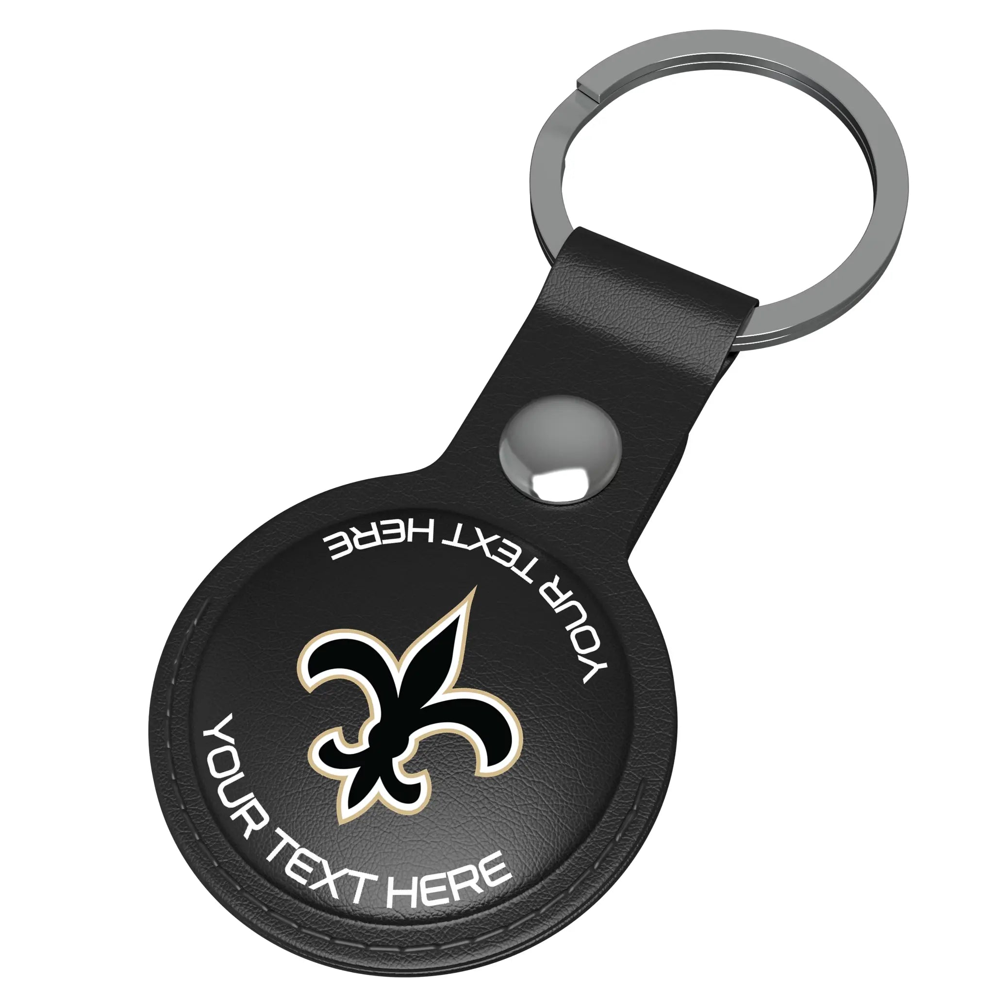 New Orleans Saints Personalized Insignia AirTag Black Airtag Holder - Isometric View