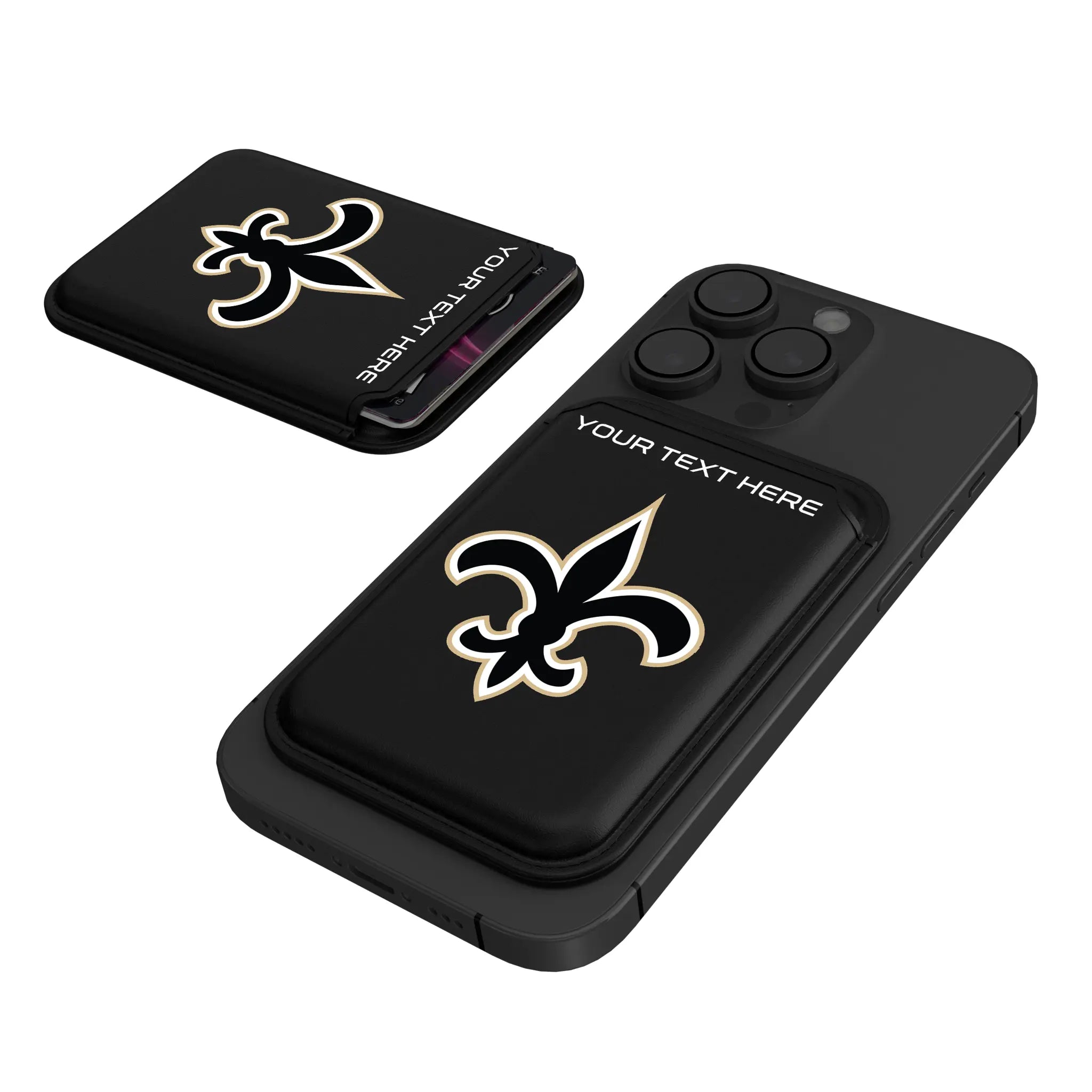 New Orleans Saints Personalized Insignia Black Magnetic Credit Card Wallet