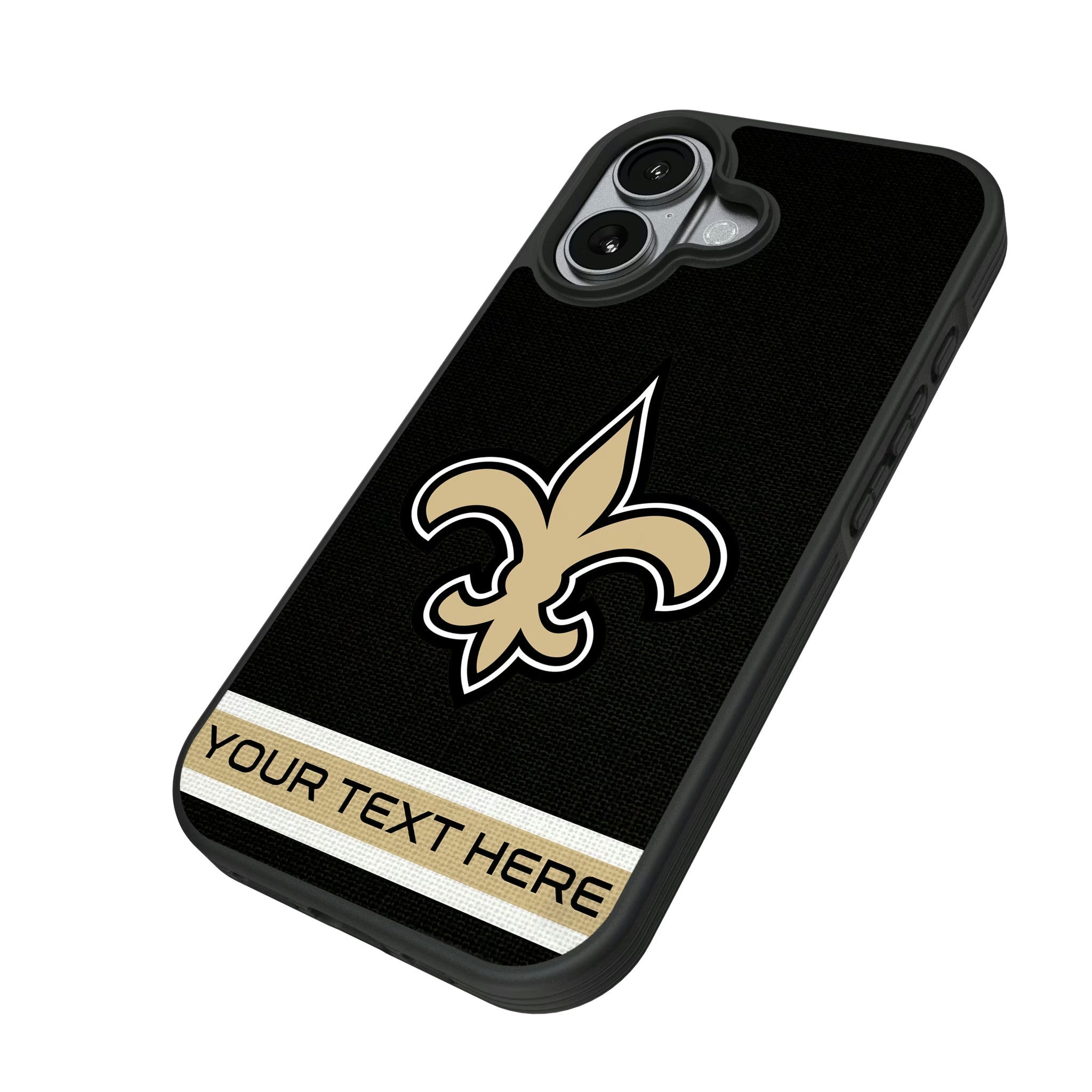 New Orleans Saints Personalized Stripe iPhone Bump Phone Case for Apple iPhone - Isometric View#Device_iPhone 17