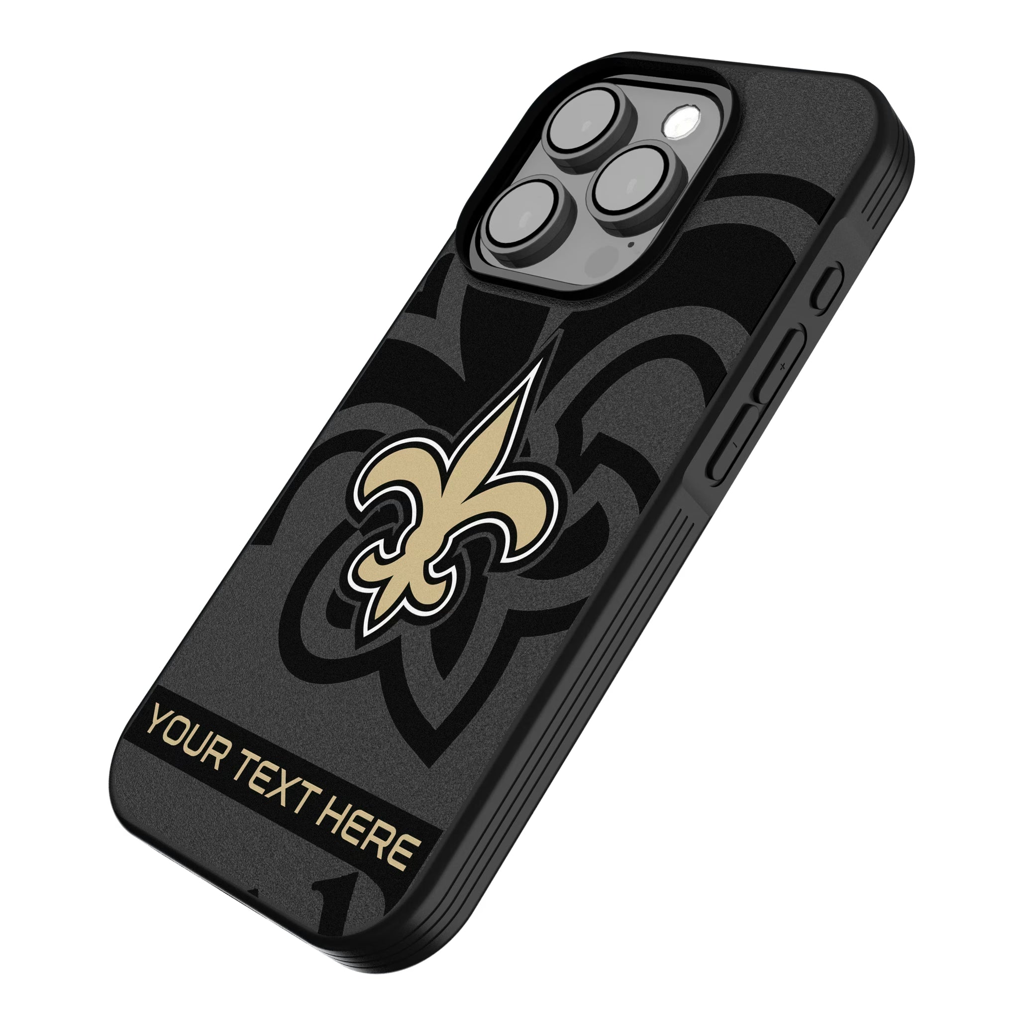New Orleans Saints Personalized Tilt iPhone Bump Phone Case for Apple iPhone - Isometric View