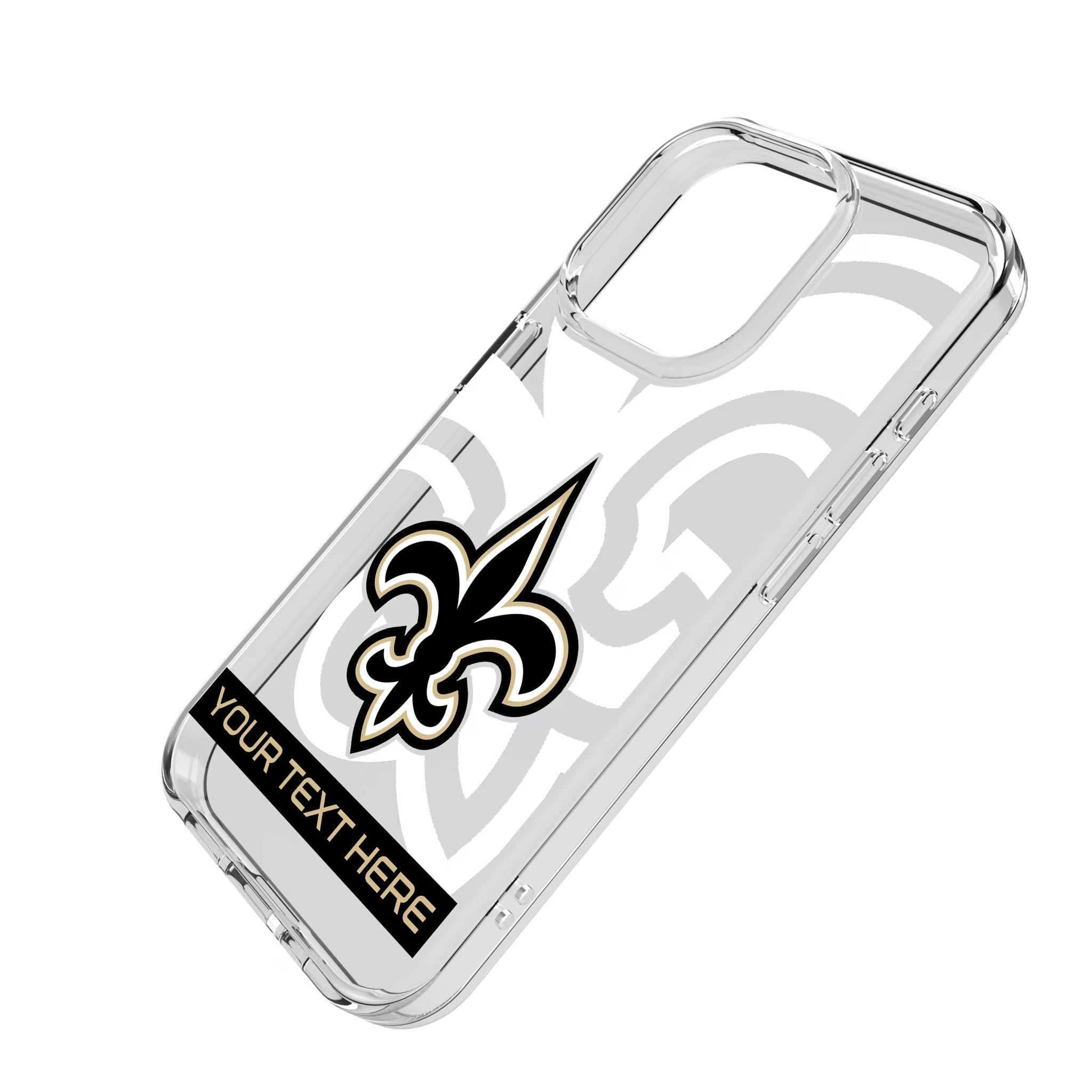 New Orleans Saints Personalized Tilt iPhone Clear Phone Case for Apple iPhone - Isometric View