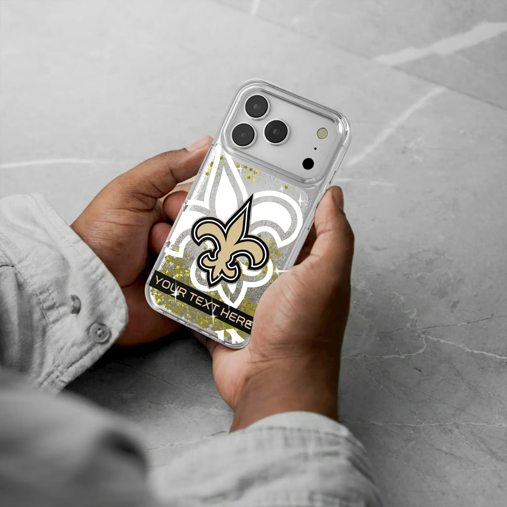 New Orleans Saints Personalized Tilt iPhone Glitter Phone Case for Apple iPhone - Lifestyle#Device_iPhone 17 Pro