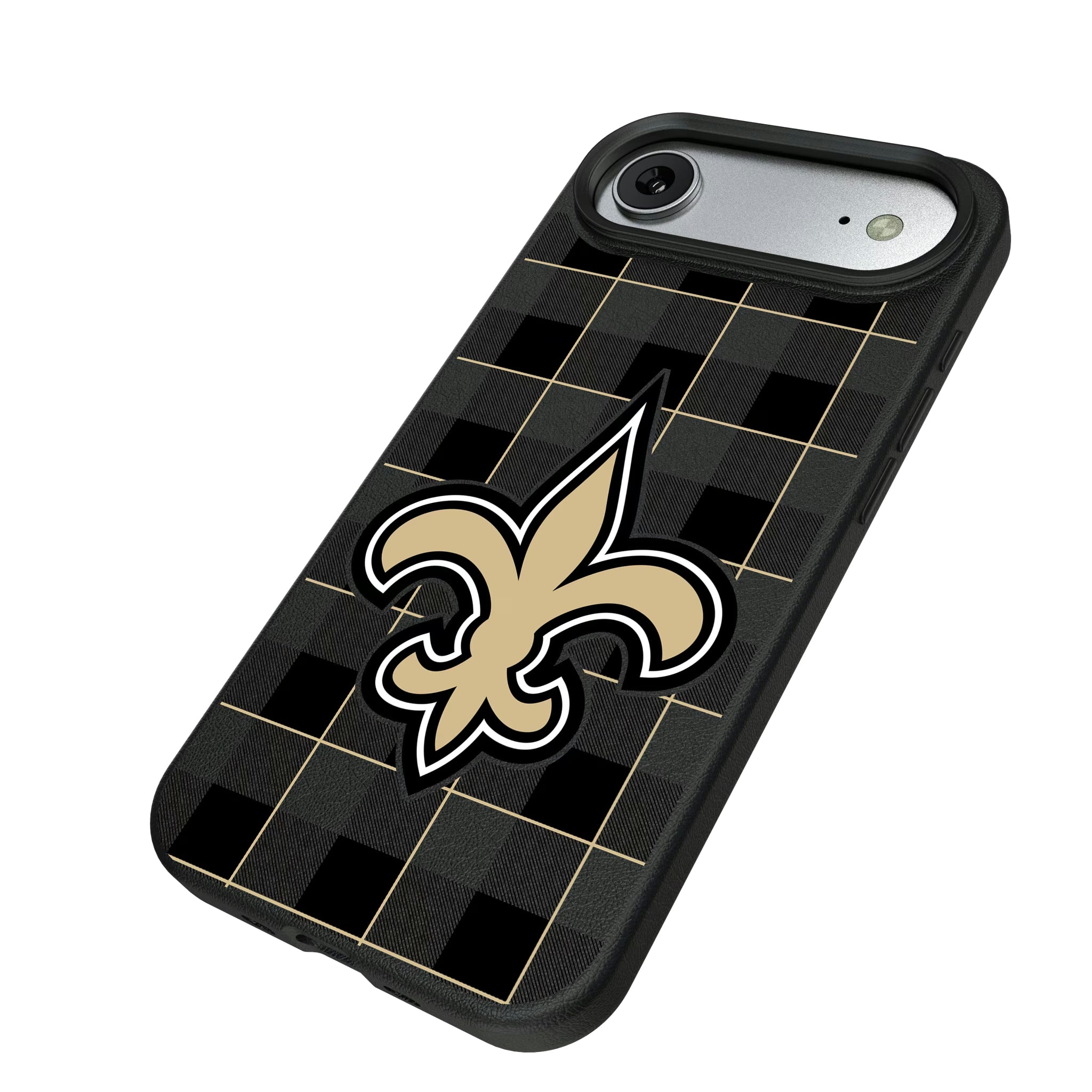 New Orleans Saints Plaid iPhone MagSafe Compatible Phone Case for Apple iPhone - Isometric View#Device_iPhone Air