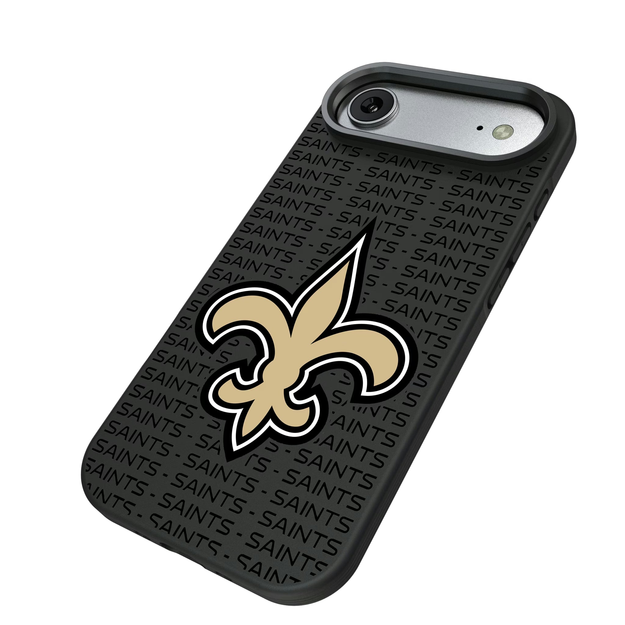 New Orleans Saints Text Backdrop iPhone Bump Phone Case for Apple iPhone - Isometric View#Device_iPhone Air