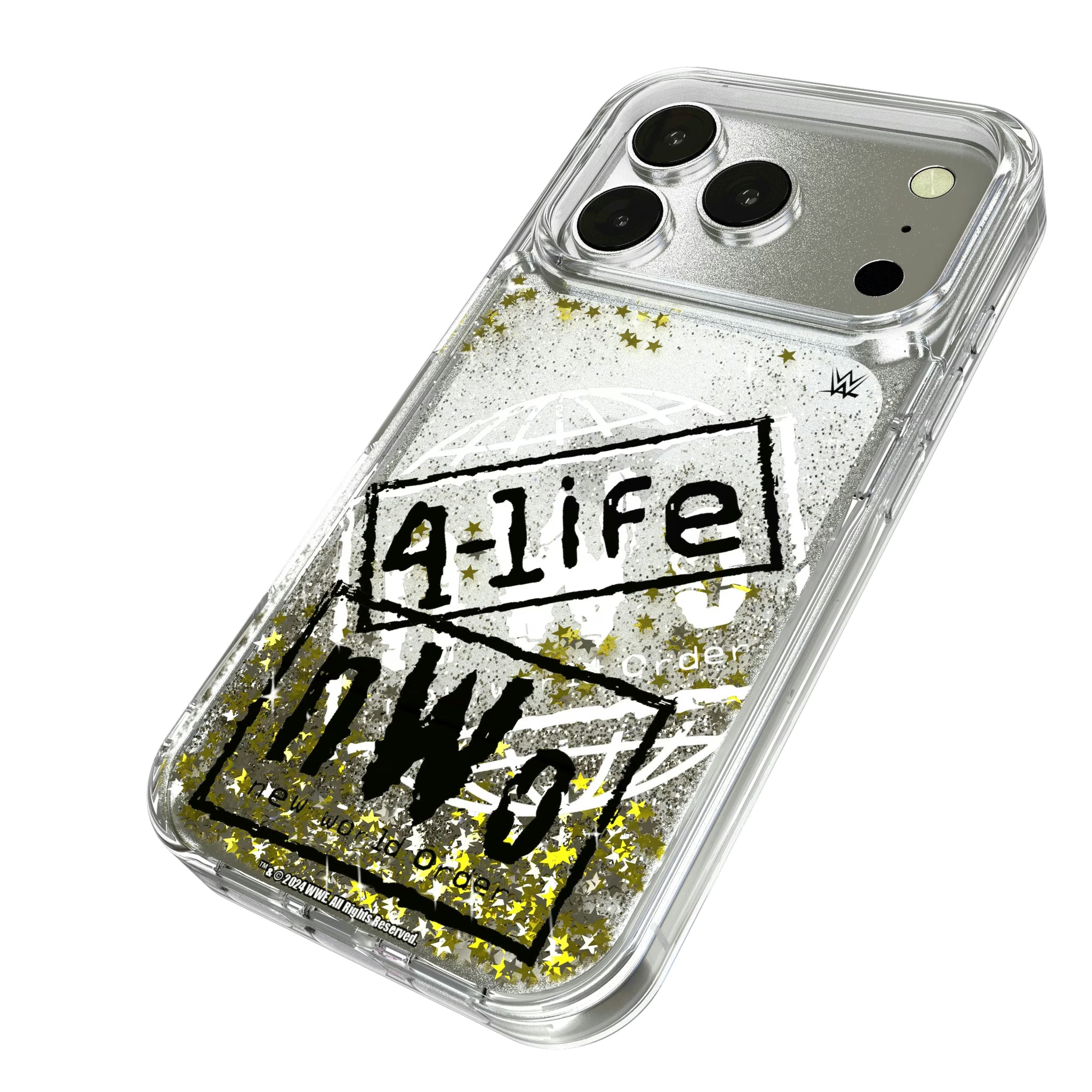 New World Order Impact iPhone Glitter Phone Case for Apple iPhone - Isometric View#Device_iPhone 16 Pro