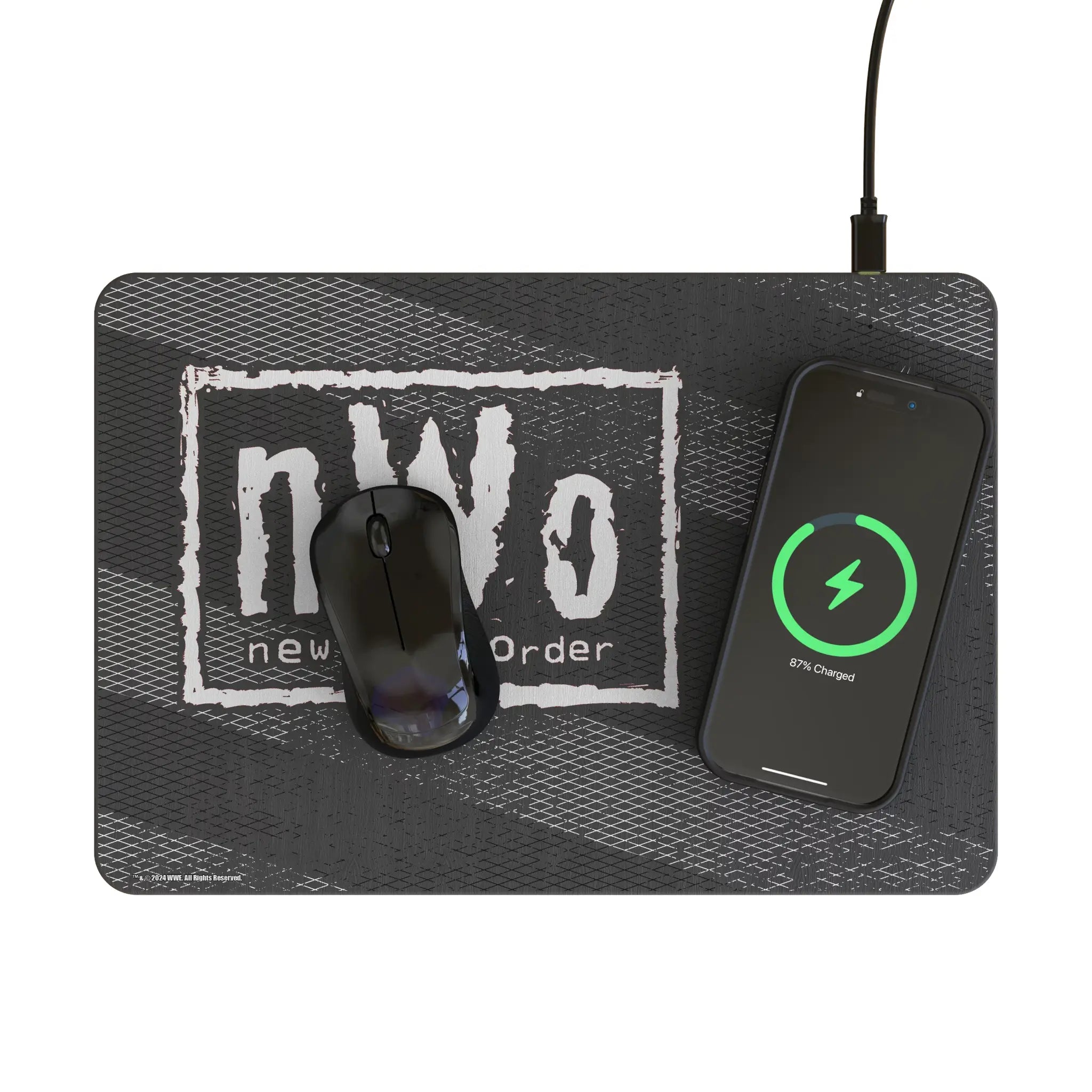 New World Order Steel 15-Watt Wireless Charger and Mouse Pad - Lifestyle