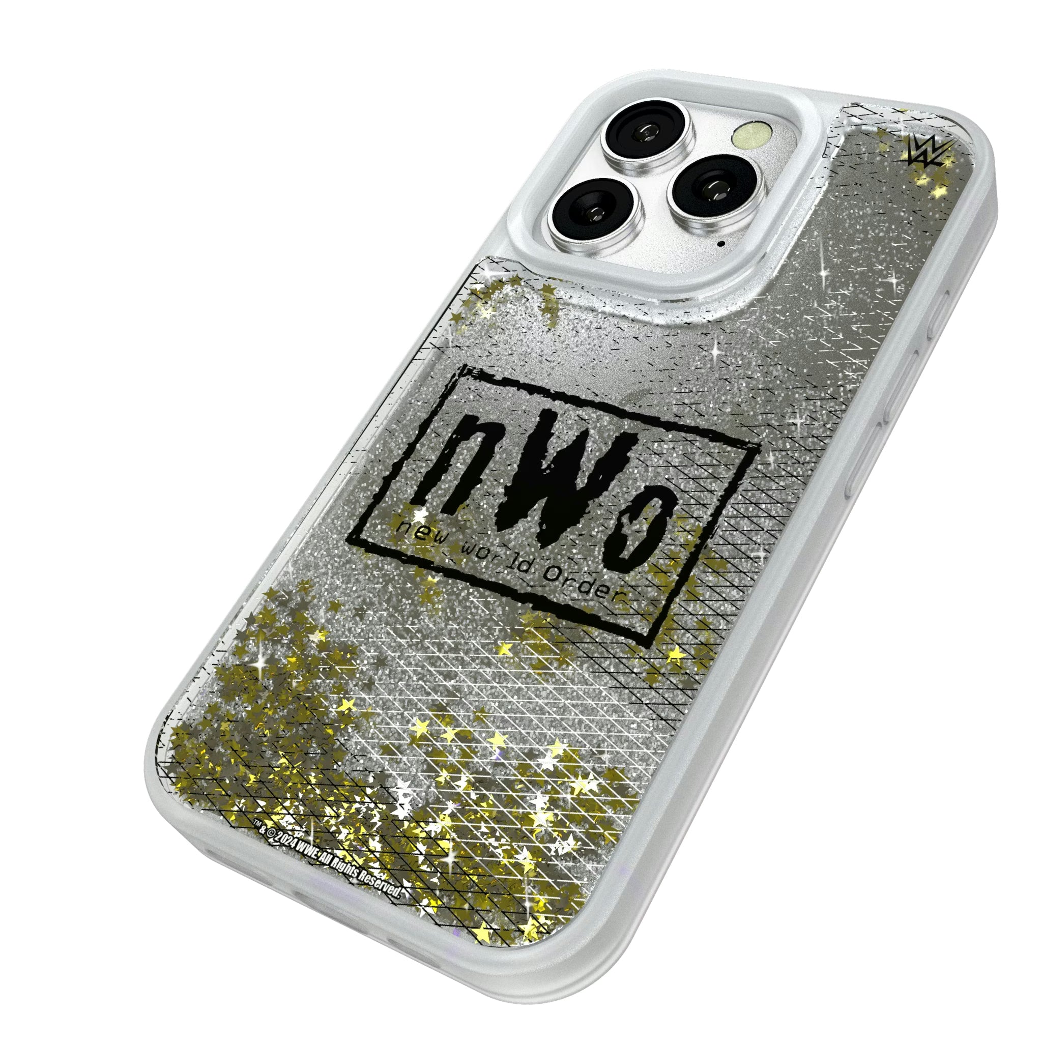 New World Order Steel iPhone Glitter Phone Case for Apple iPhone - Isometric View#Device_iPhone 16 Pro