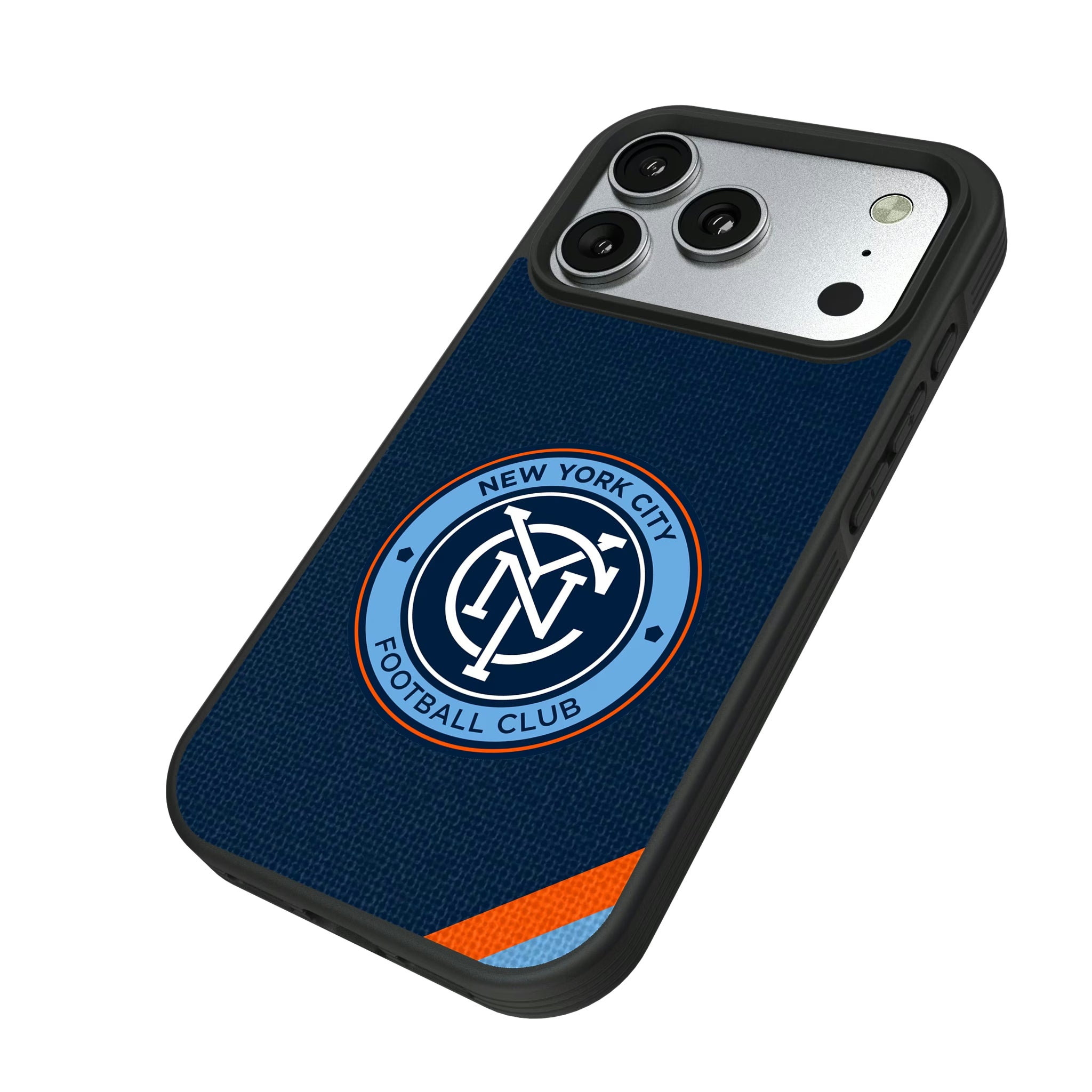 New York City FC Diagonal Stripe iPhone Bump Phone Case for Apple iPhone - Isometric View#Device_iPhone 17 Pro