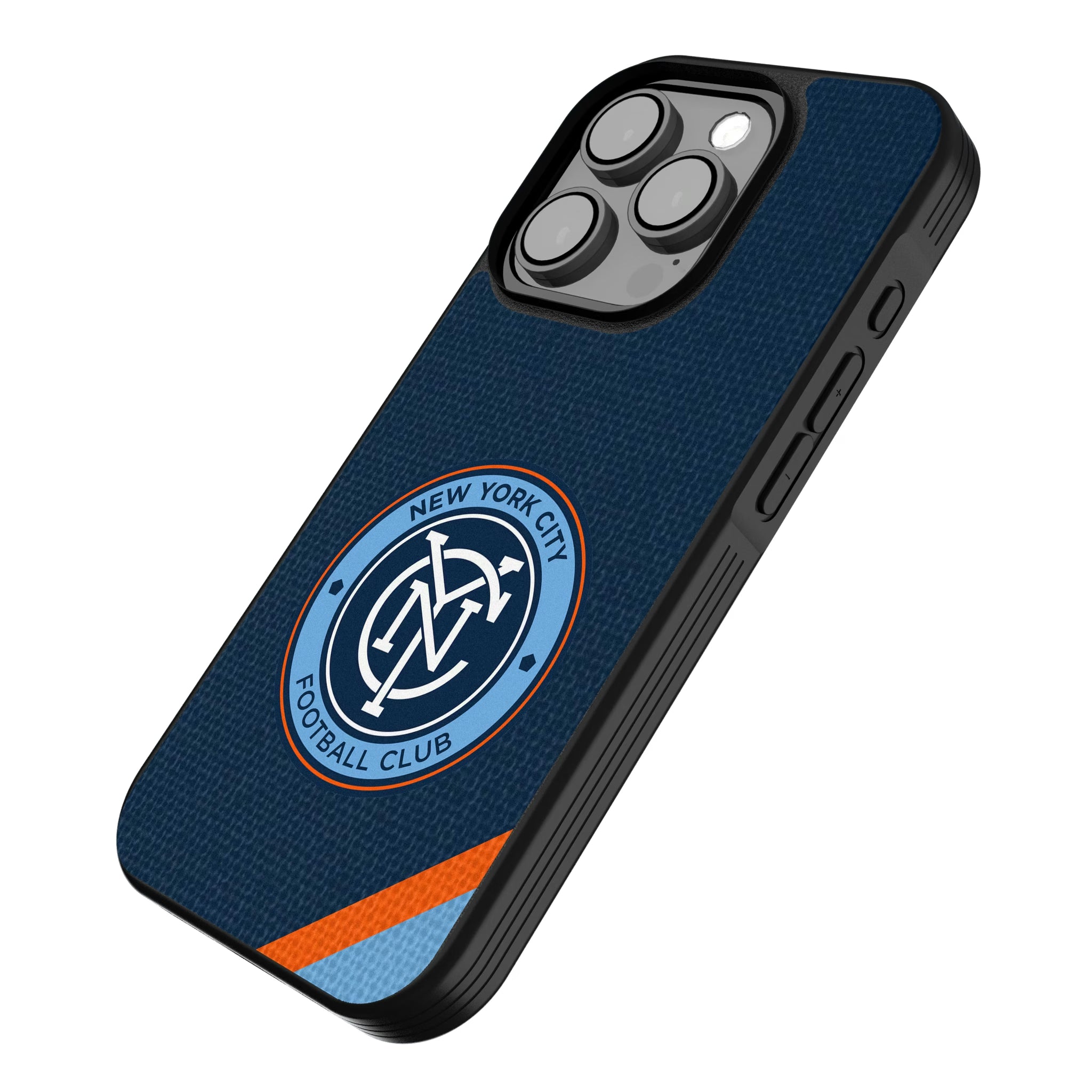 New York City FC Diagonal Stripe iPhone Bump Phone Case for Apple iPhone - Isometric View