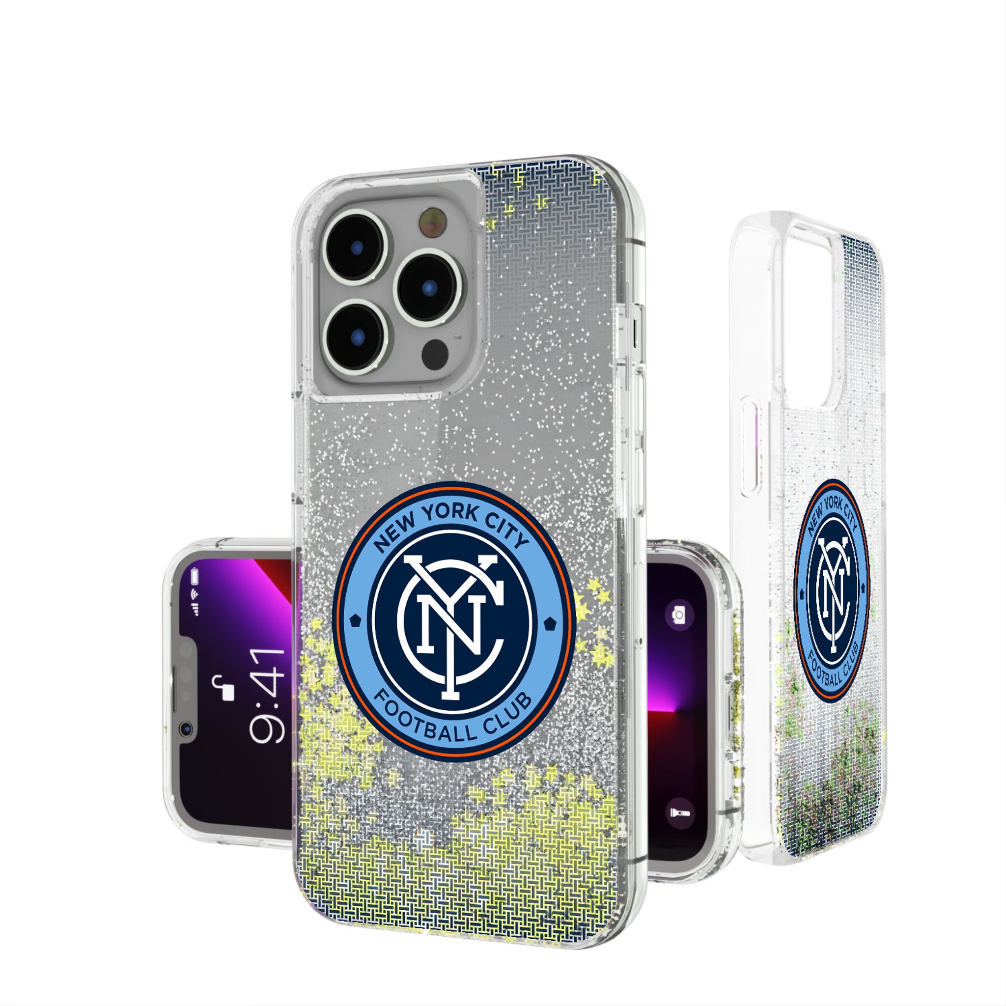 New York City FC Linen iPhone Glitter Phone Case for Apple iPhone