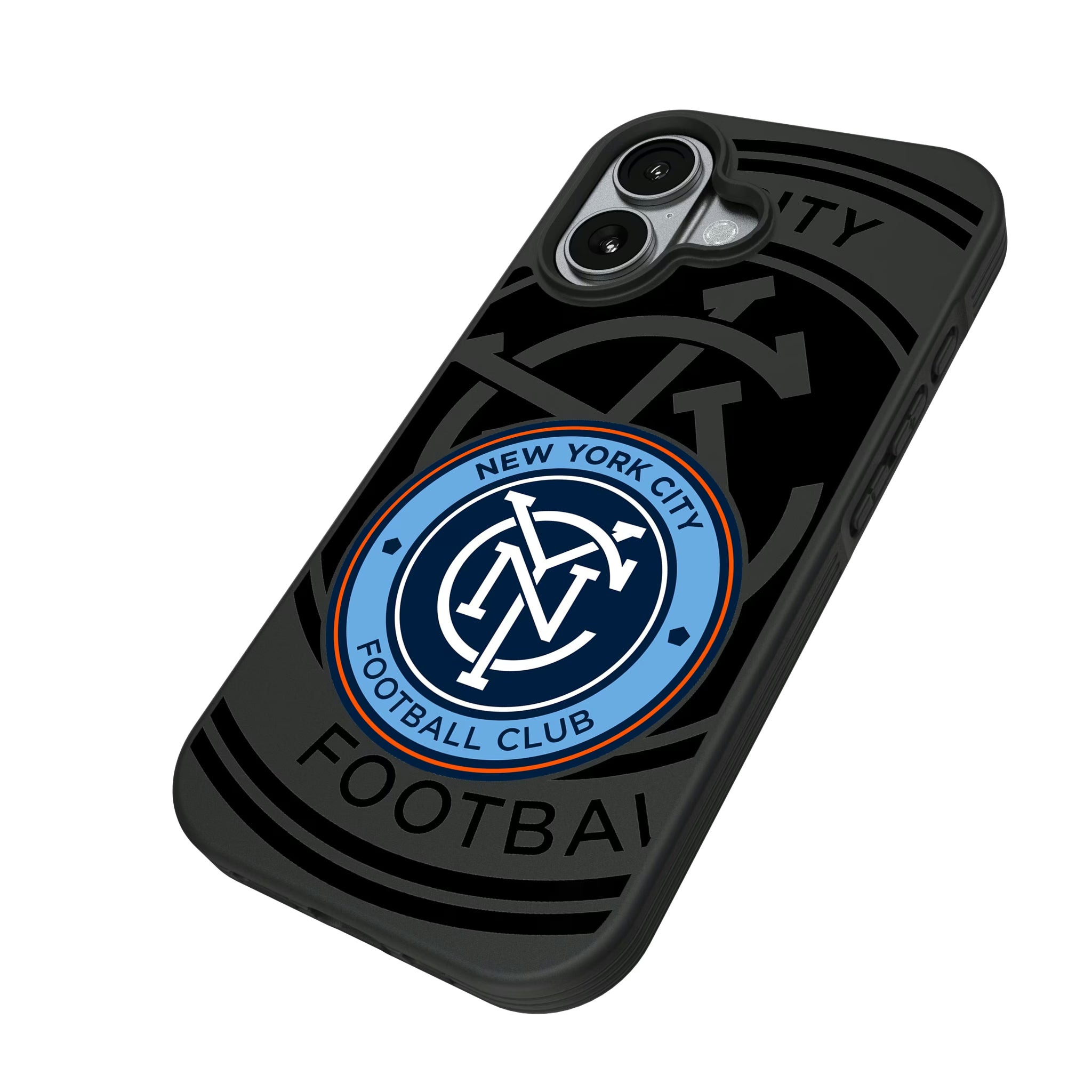 New York City FC Monocolor Tilt iPhone Bump Phone Case for Apple iPhone - Isometric View#Device_iPhone 17