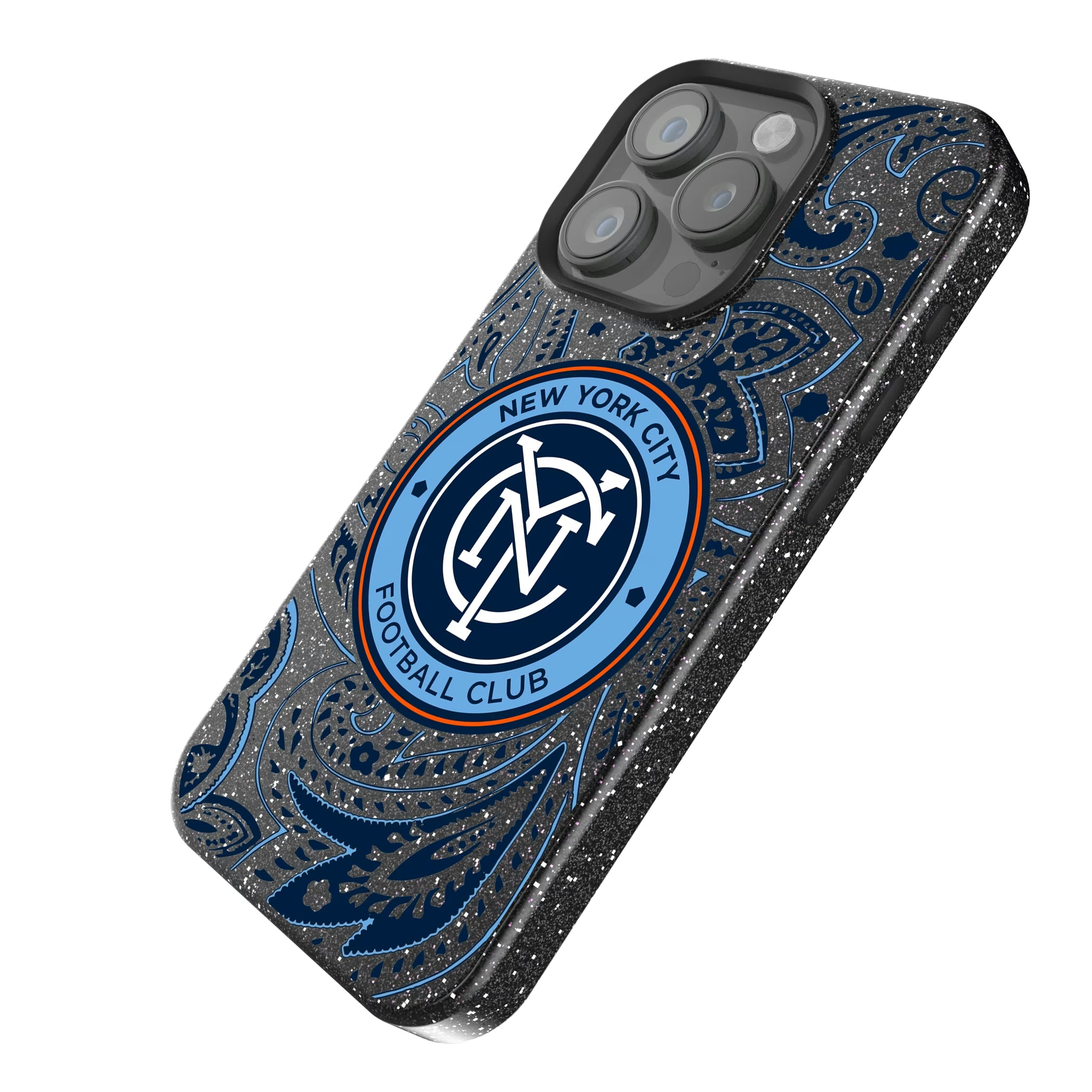 New York City FC Paisley iPhone Bling Phone Case for Apple iPhone - Isometric View
