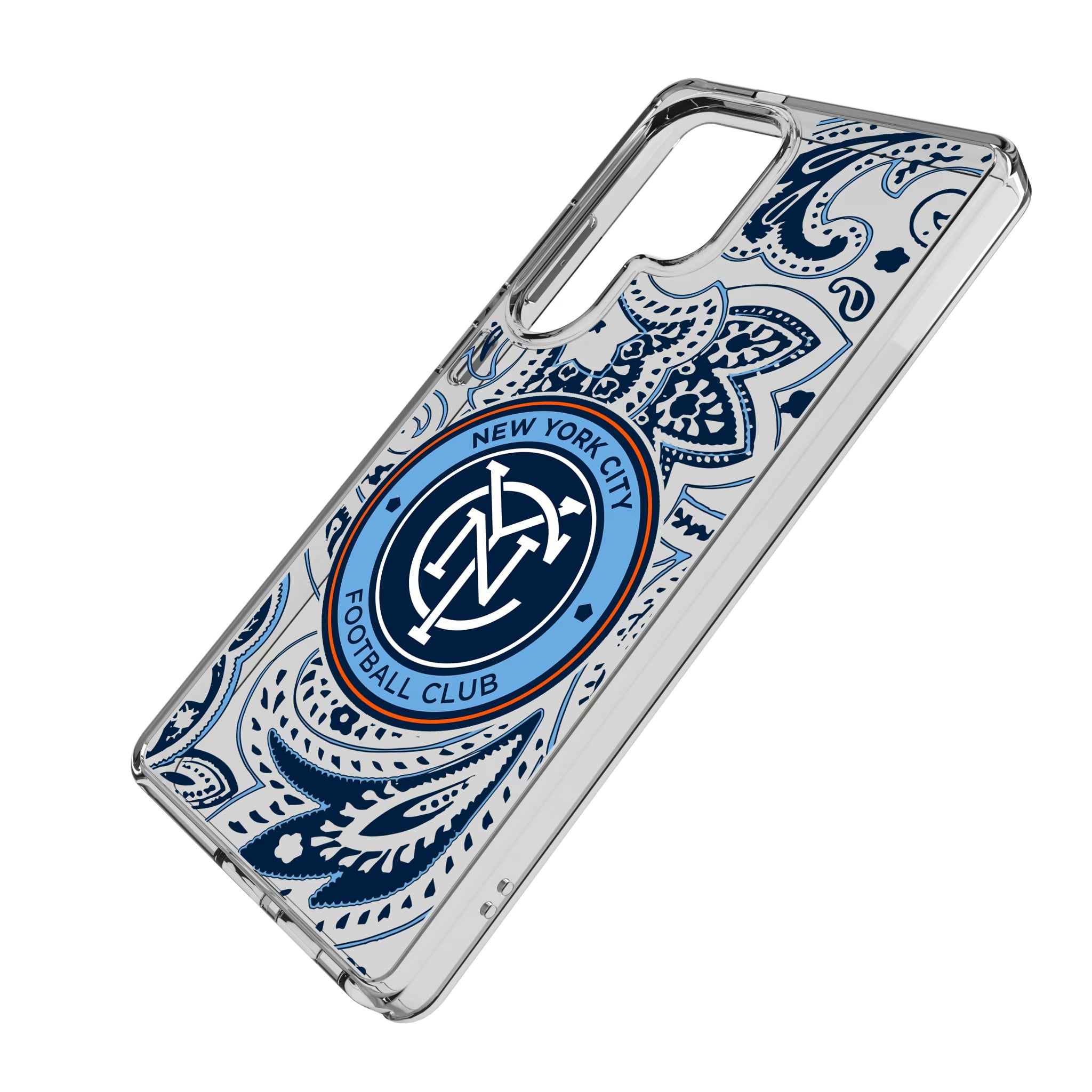 New York City FC Paisley Galaxy Clear Phone Case for Samsung Galaxy - Isometric View