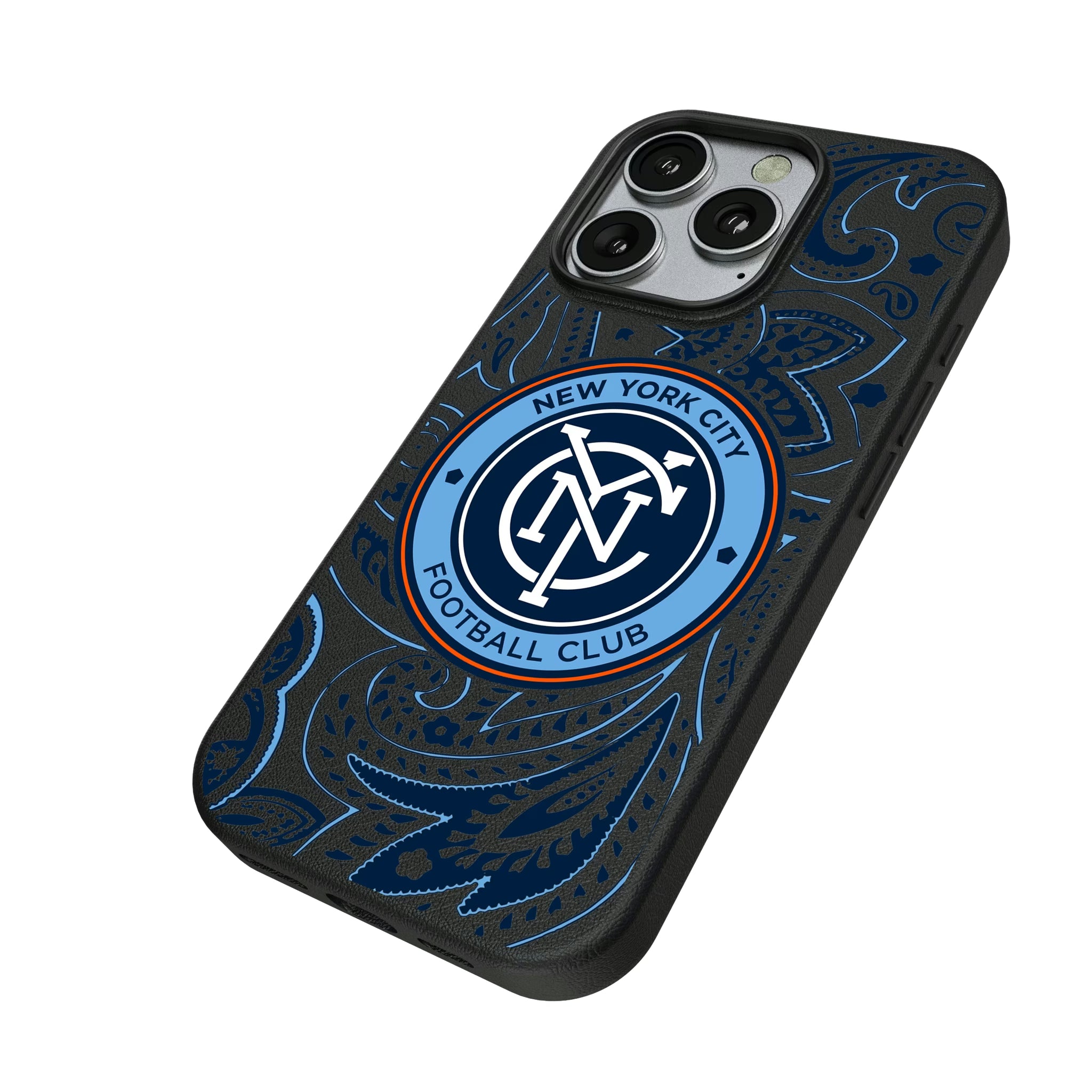 New York City FC Paisley iPhone MagSafe Compatible Phone Case for Apple iPhone - Isometric View