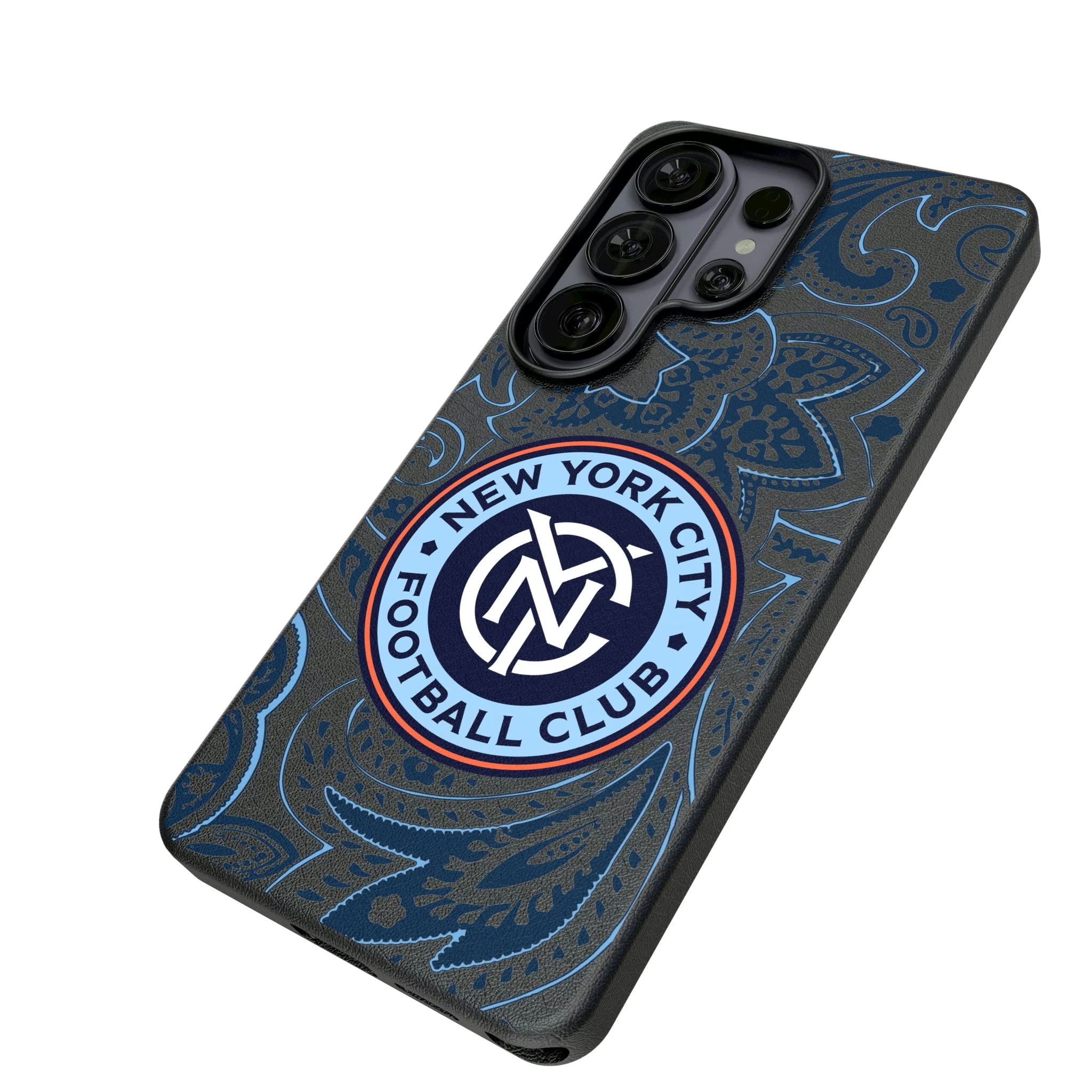 New York City FC Paisley Galaxy MagSafe Compatible Phone Case for Samsung Galaxy - Isometric View