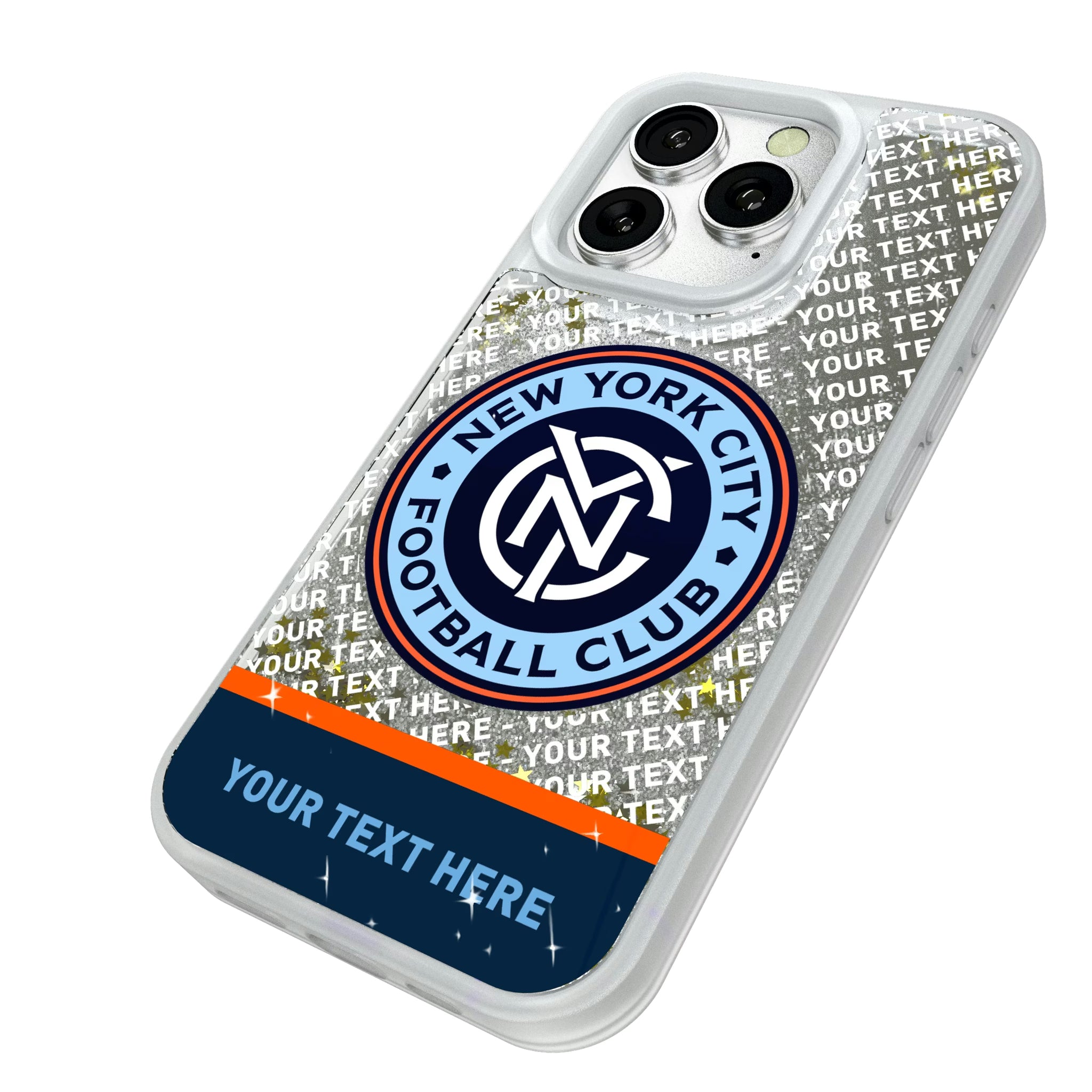 New York City FC Personalized EndZone Plus iPhone Glitter Phone Case for Apple iPhone - Isometric View#Device_iPhone 16 Pro
