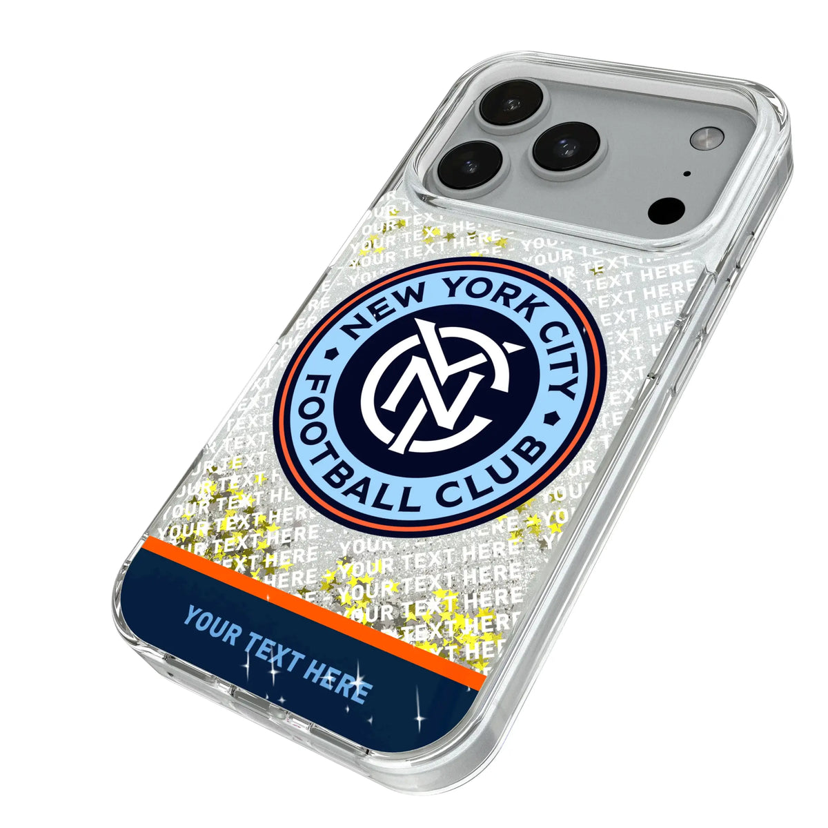 New York City FC Personalized EndZone Plus iPhone Glitter Phone Case for Apple iPhone - Isometric View#Device_iPhone 18 Pro