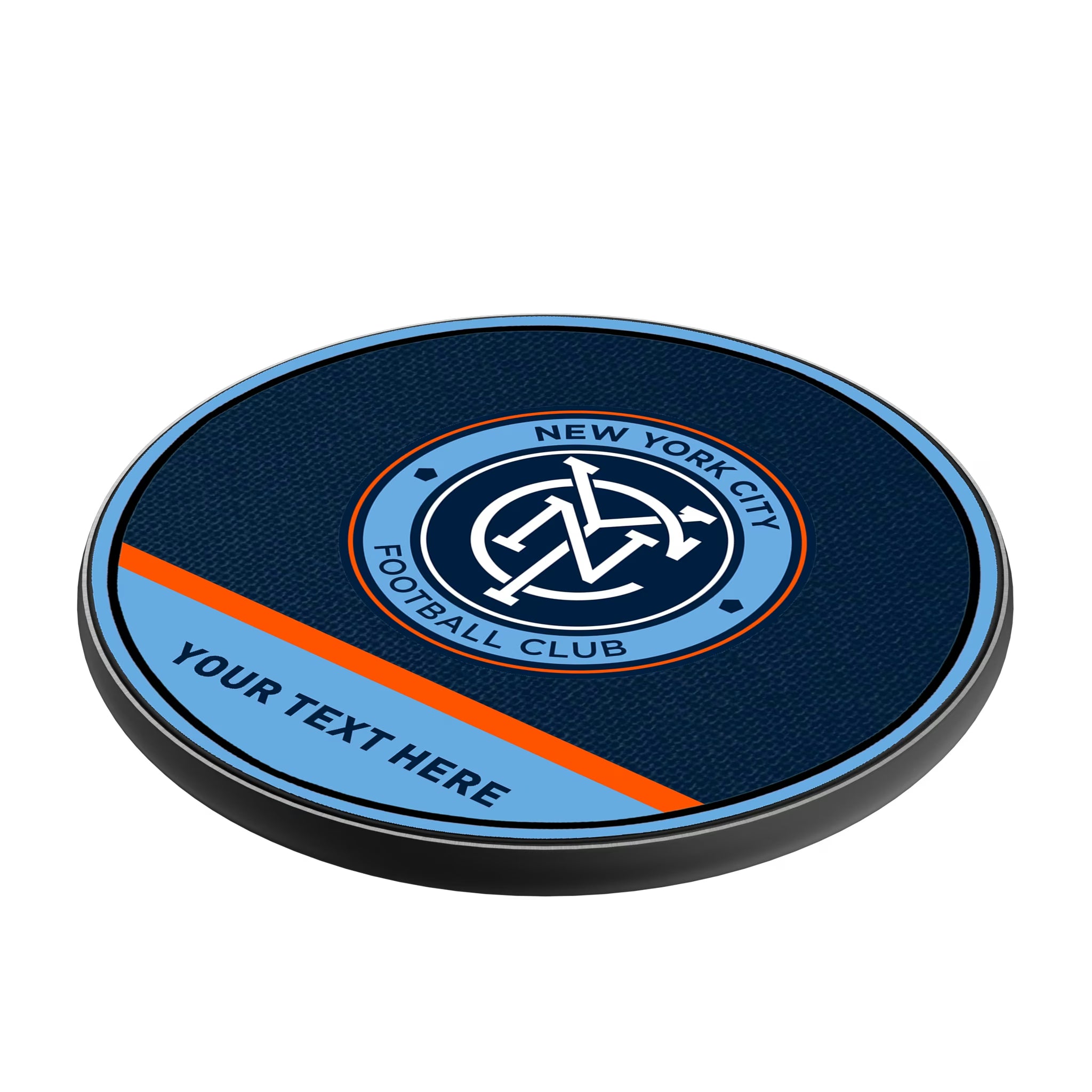 New York City FC Personalized Endzone Solid 15-Watt Wireless Charger - Isometric View