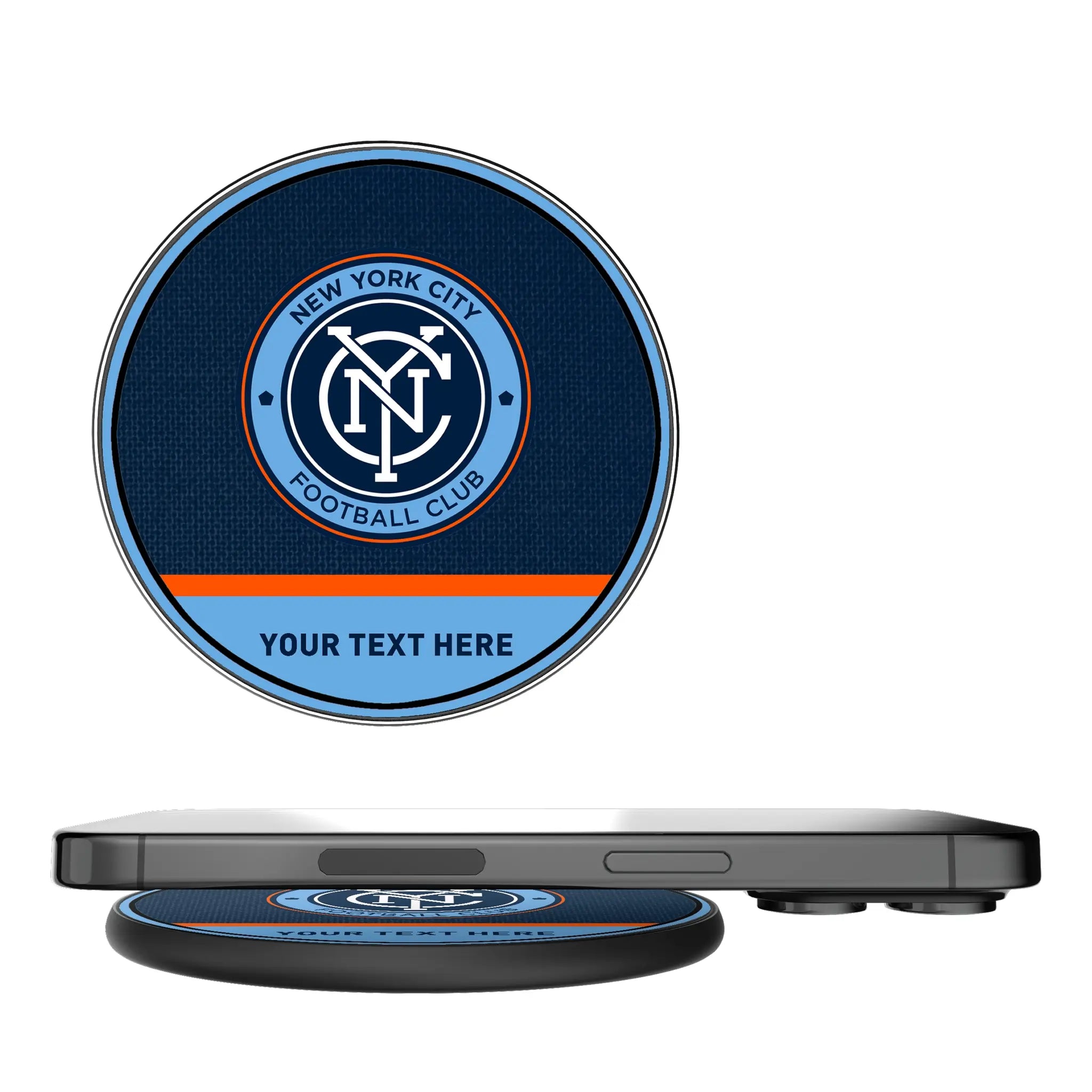 New York City FC Personalized Endzone Solid 15-Watt Wireless Charger