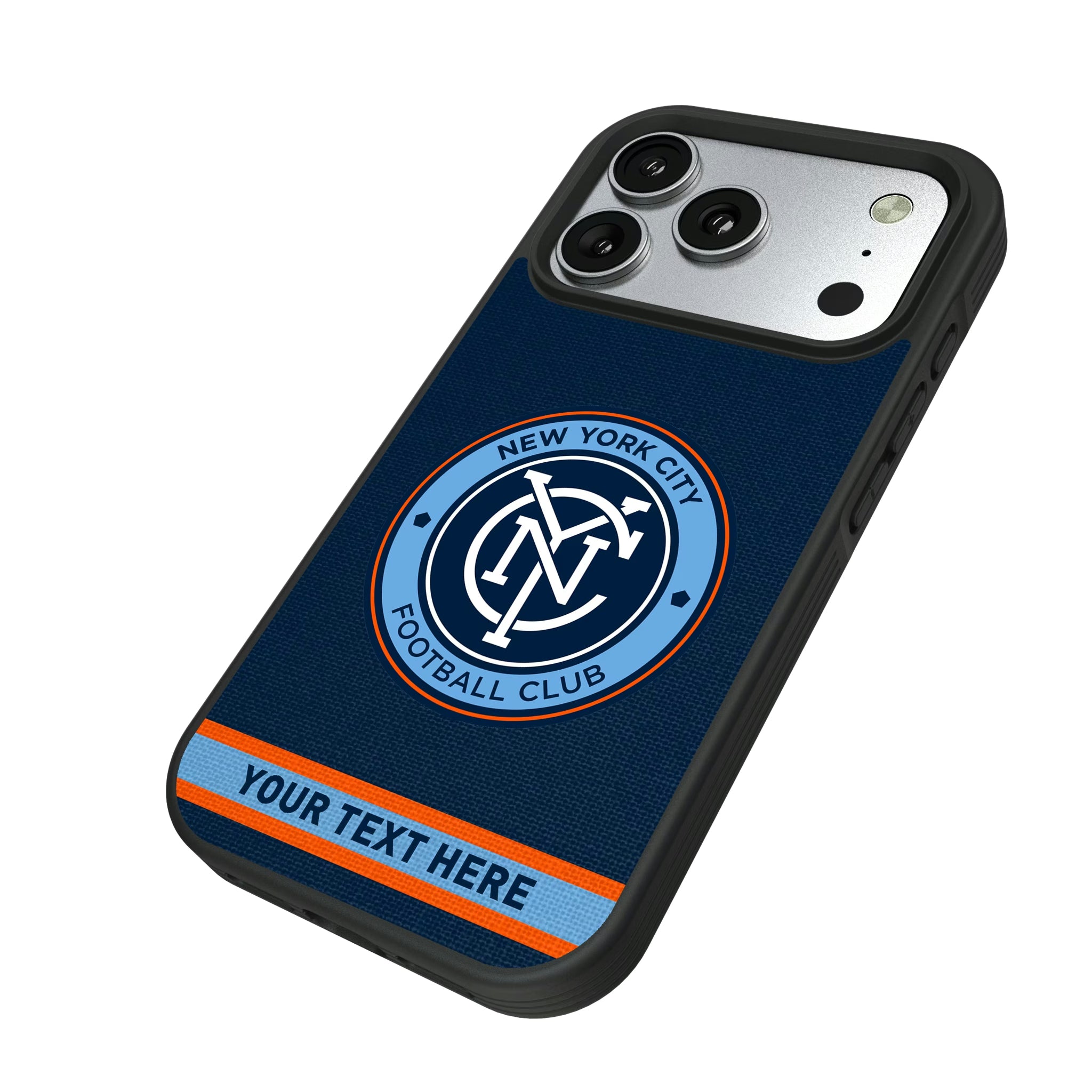New York City FC Personalized Stripe iPhone Bump Phone Case for Apple iPhone - Isometric View#Device_iPhone 17 Pro