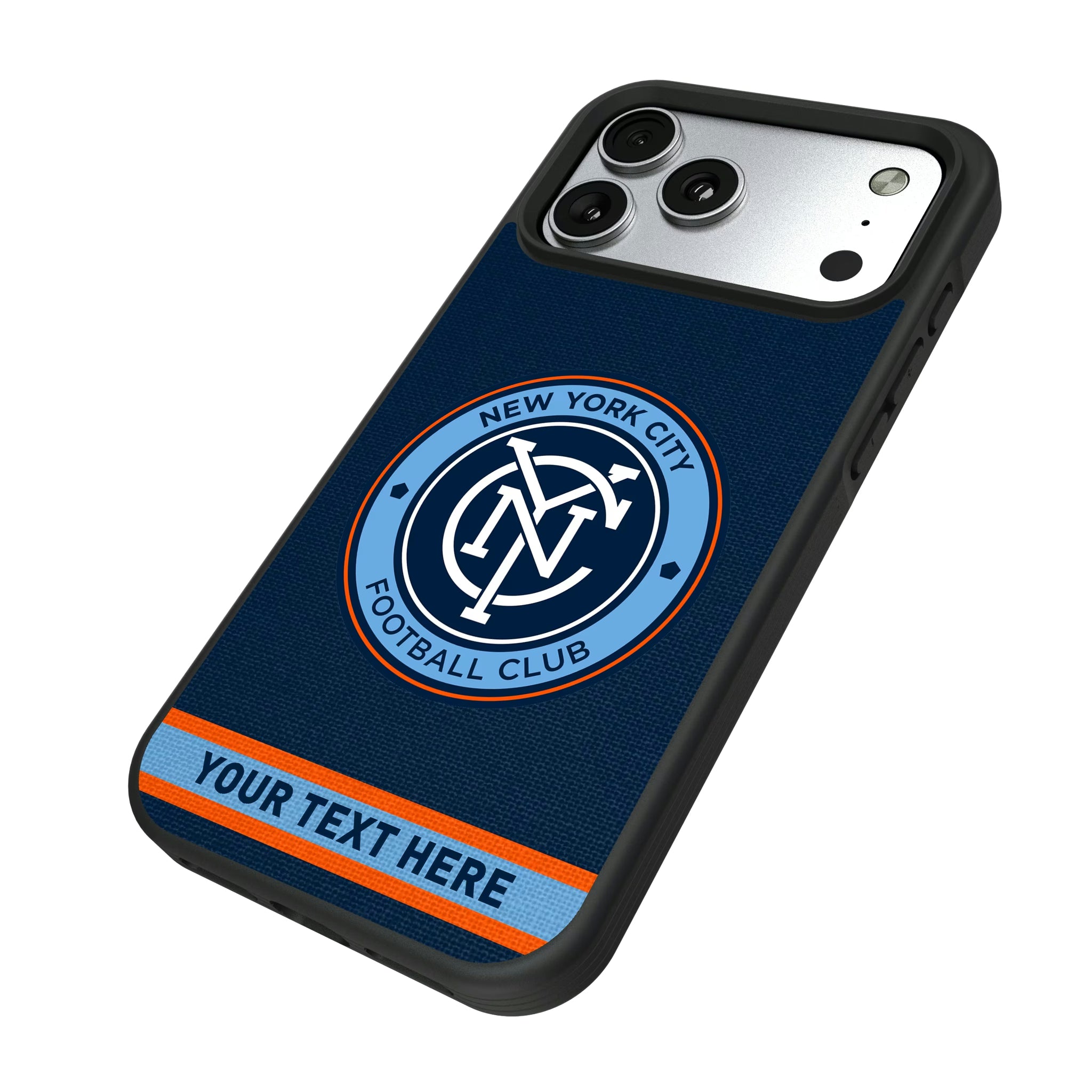 New York City FC Personalized Stripe iPhone Bump Phone Case for Apple iPhone - Isometric View#Device_iPhone 17 Pro Max