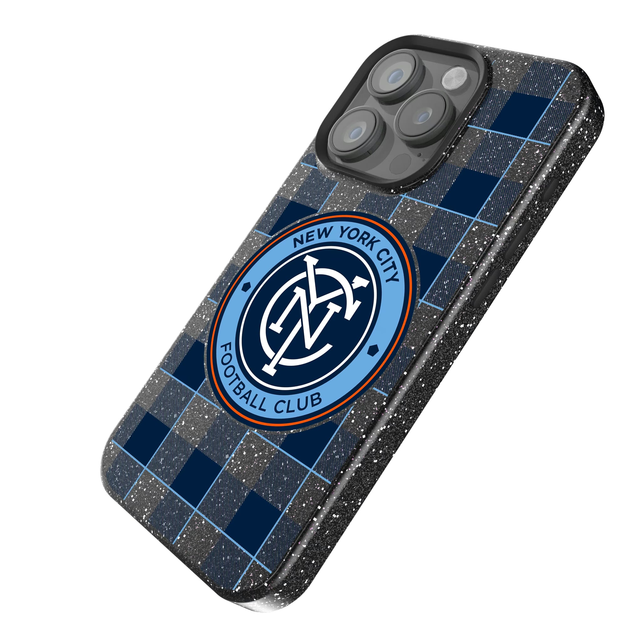 New York City FC Plaid iPhone Bling Phone Case for Apple iPhone - Isometric View